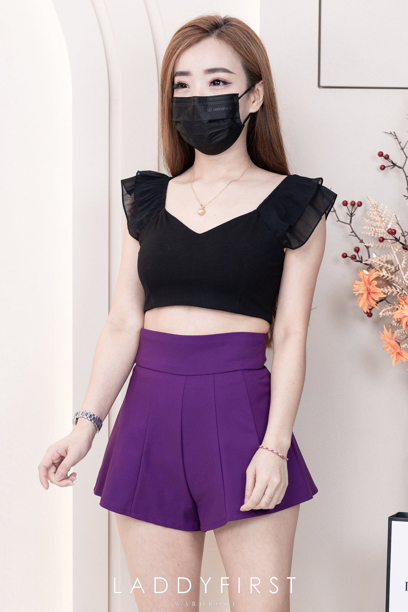 【S3380】【LFW独家小圆饼】高品质阔腿蓬蓬百褶显腰西装高腰百搭短裤，内层包臀防走光里布短裤 ❤️❤️【A-R3-C3】