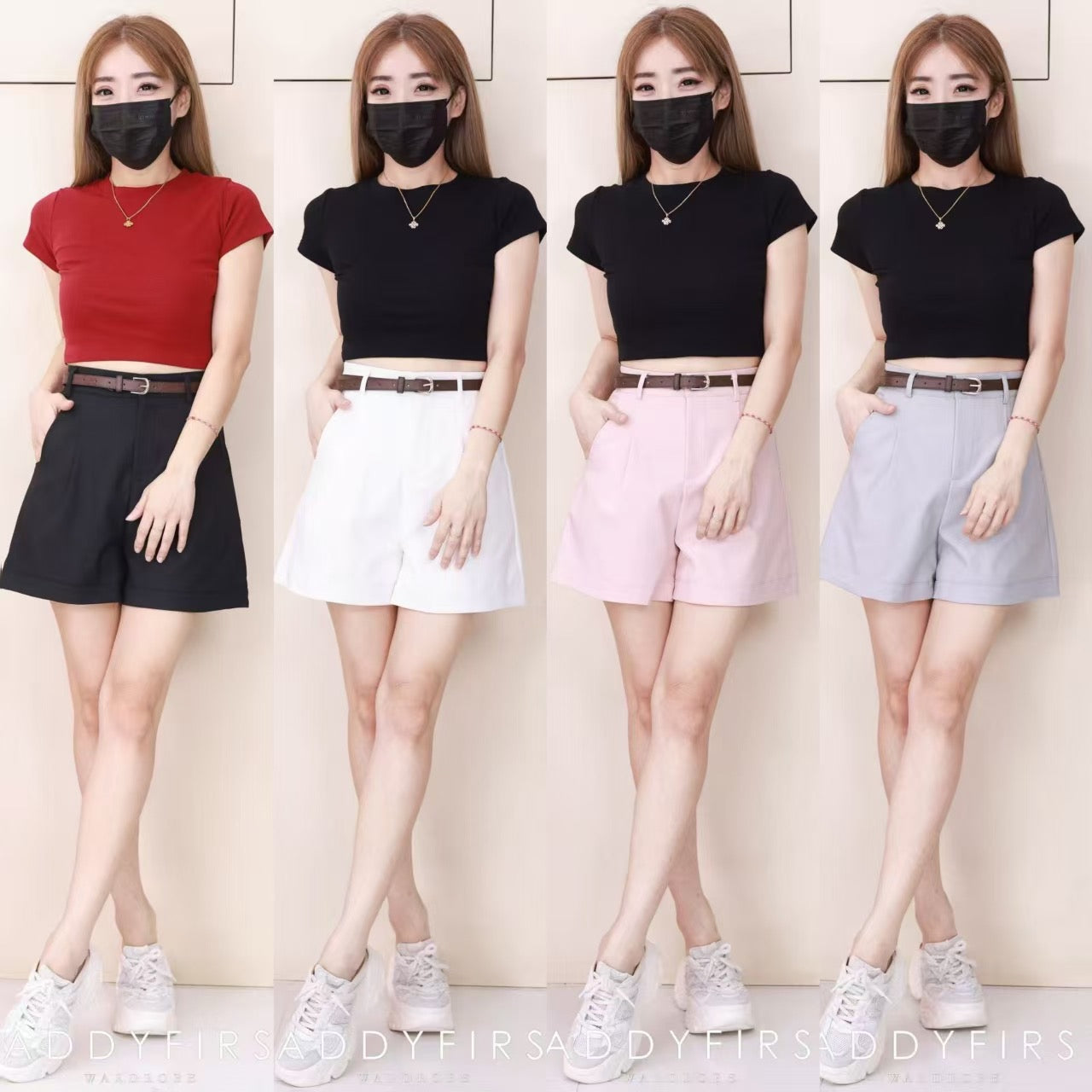 【S82532】高品质简约时尚西装高腰显瘦百搭短裤，搭配附送腰带，有口袋 ❤️❤️
