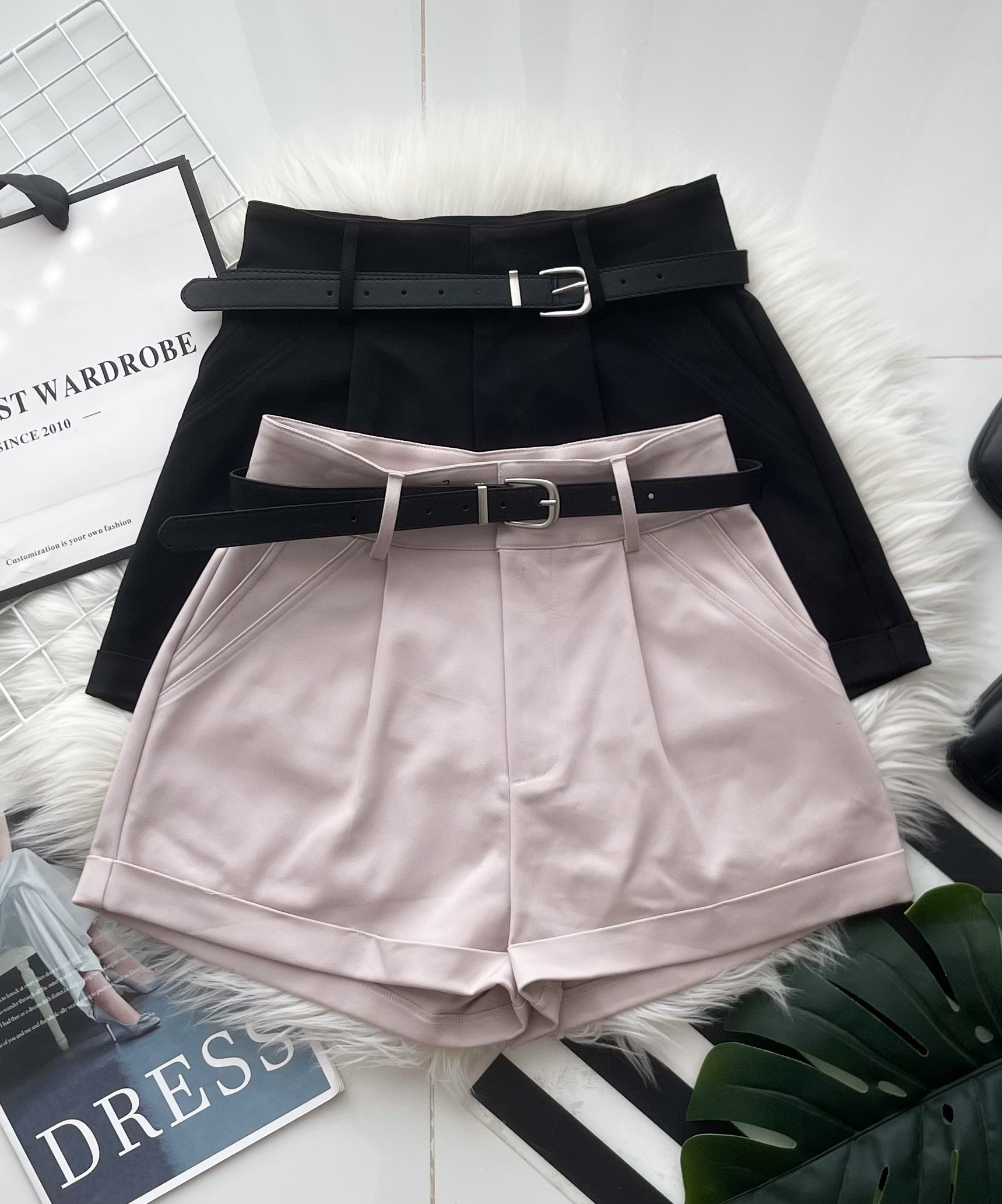 【S6961】高品质简约时尚西装垂感高腰显瘦百搭短裤，搭配附送腰带，有口袋 ❤️❤️