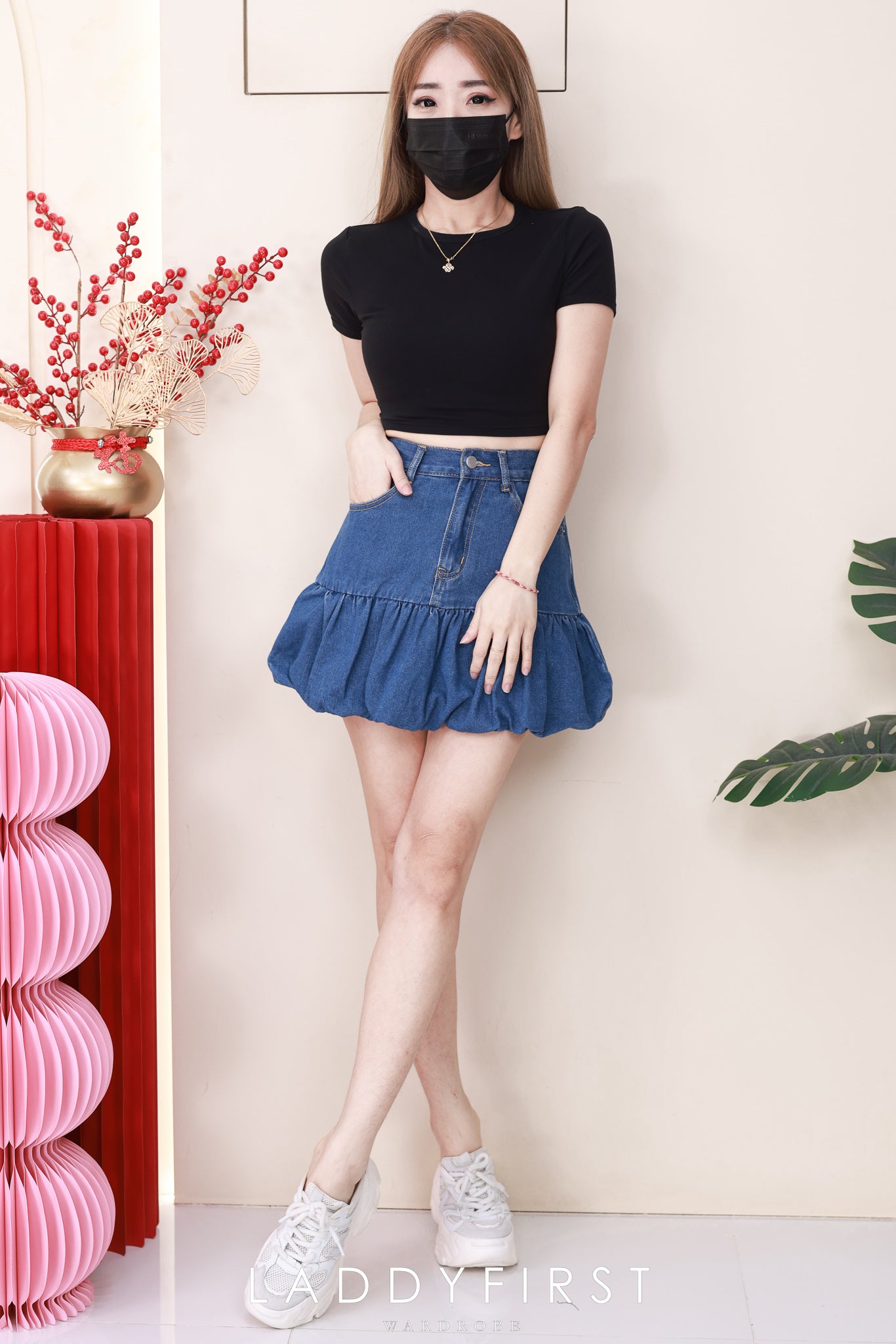 【S60219】高品质减龄时尚高腰显瘦设计花苞牛仔裙子，内层有里布短裤，有口袋 ❤️❤️