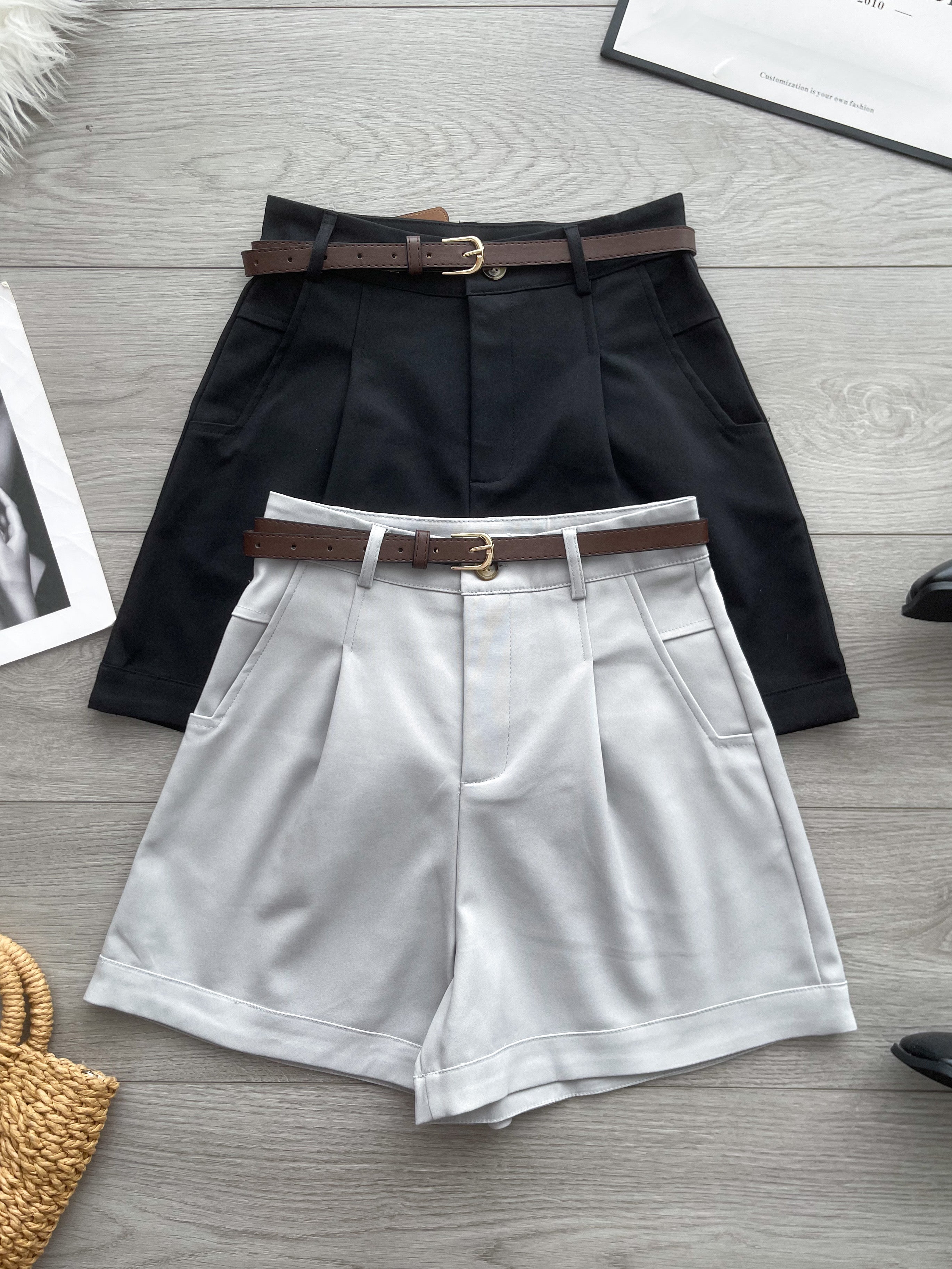 【S82532】高品质简约时尚西装高腰显瘦百搭短裤，搭配附送腰带，有口袋 ❤️❤️