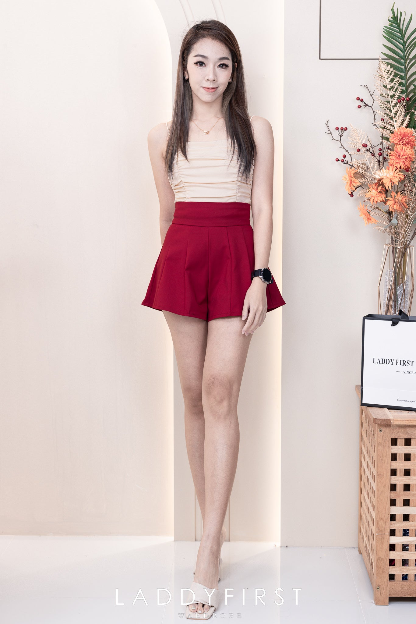 【T3396】方领皱褶显瘦设计细带无袖纯棉弹力内搭上衣 ❤❤【A-R2-C1】