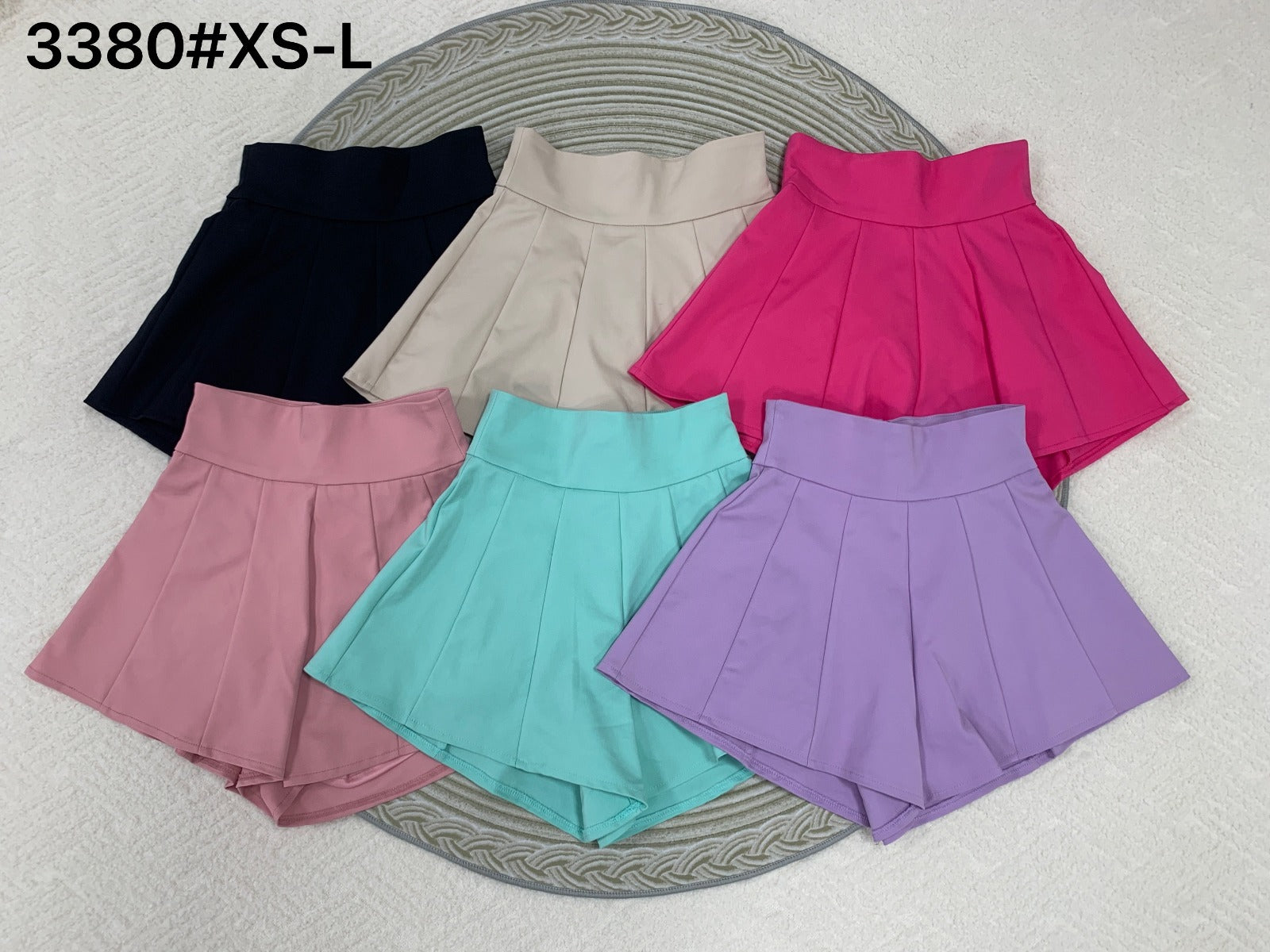 【S3380】【LFW独家小圆饼】高品质阔腿蓬蓬百褶显腰西装高腰百搭短裤，内层包臀防走光里布短裤 ❤️❤️【A-R3-C3】