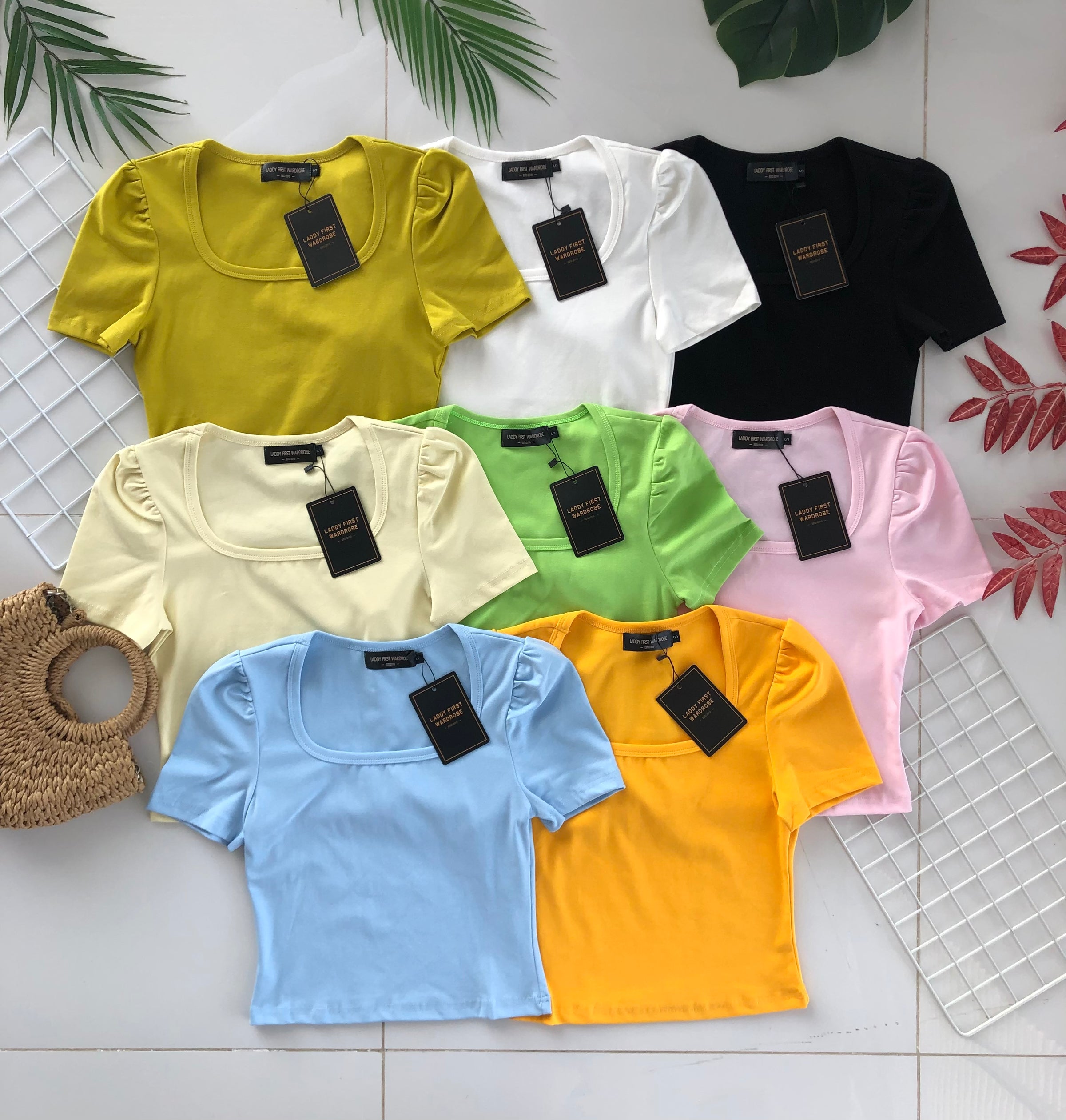 【T3329】独家爆款方领短袖纯棉弹力简约休闲百搭上衣 ❤️❤️ 【A-R3-C2】