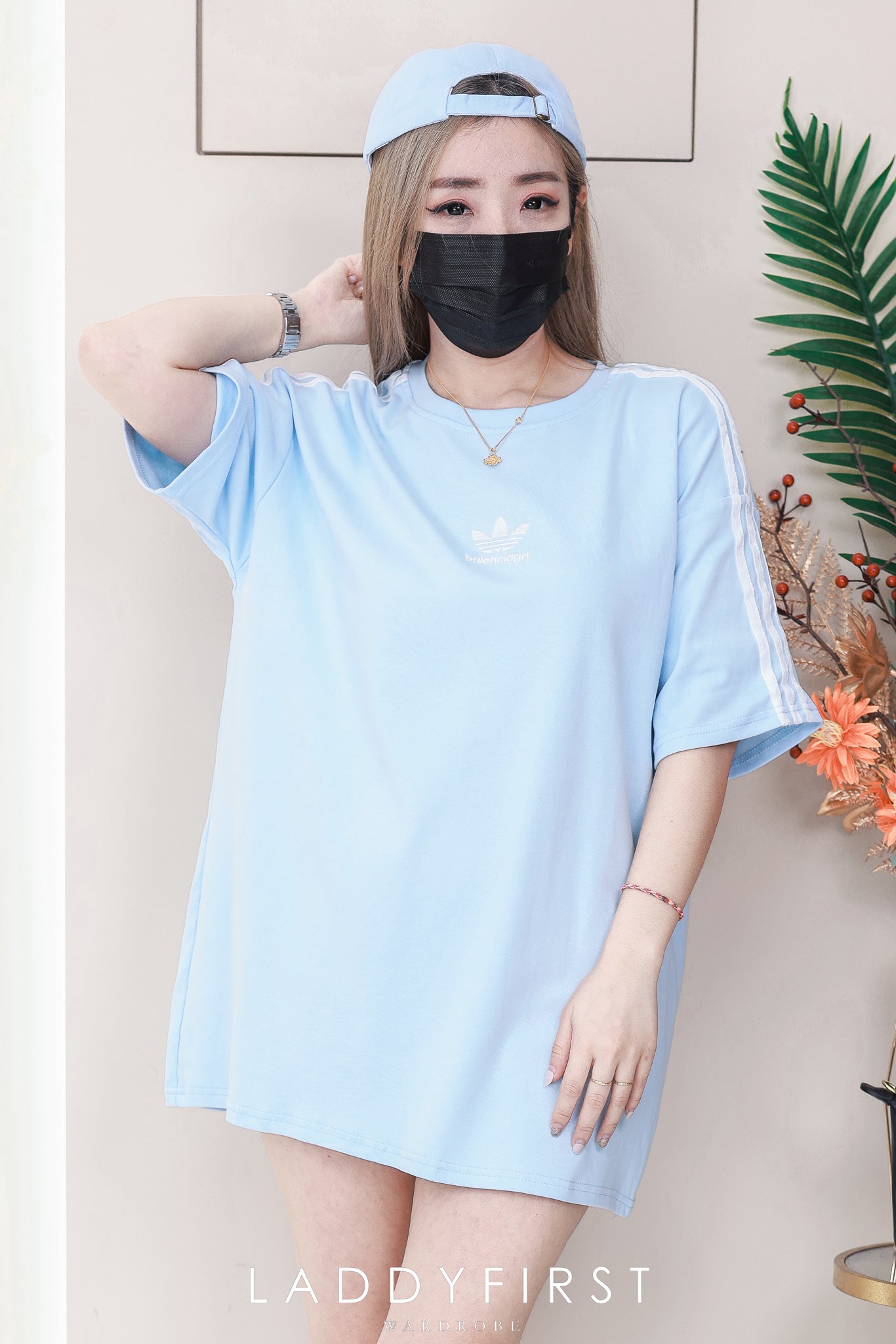 【O1166】高品质三件套男女同款圆领短袖三叶草刺绣Oversized 休闲上衣➕帽子➕袜子 ❤❤【A-RU-1】
