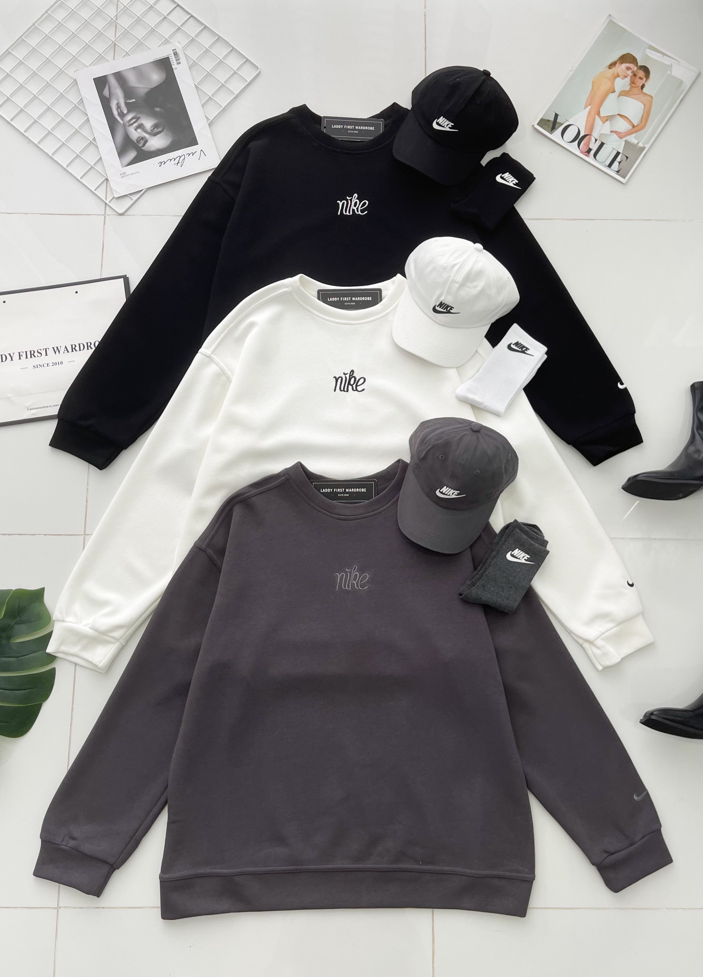 【O80220-1】⚡补货预订款⚡高品质三件套男女同款厚实卫衣棉Oversized 潮流时尚长袖上衣 ❤️❤️ 上衣👕➕帽子🧢➕袜子🧦