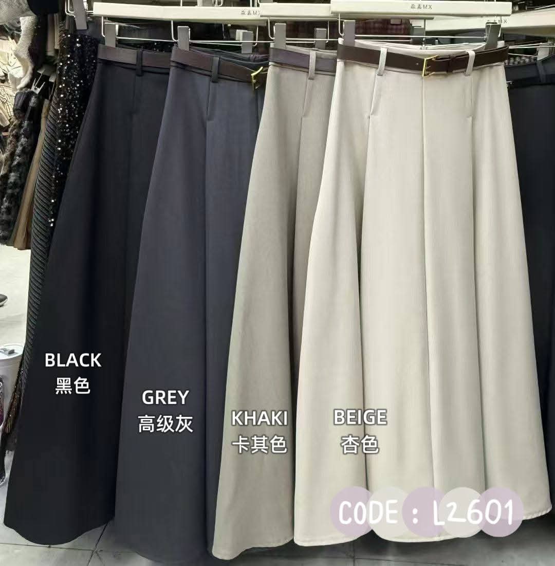 【L2601】✨现货✨ 高品质韩版简约款百搭长裙 , 搭配腰带 ❤️❤️