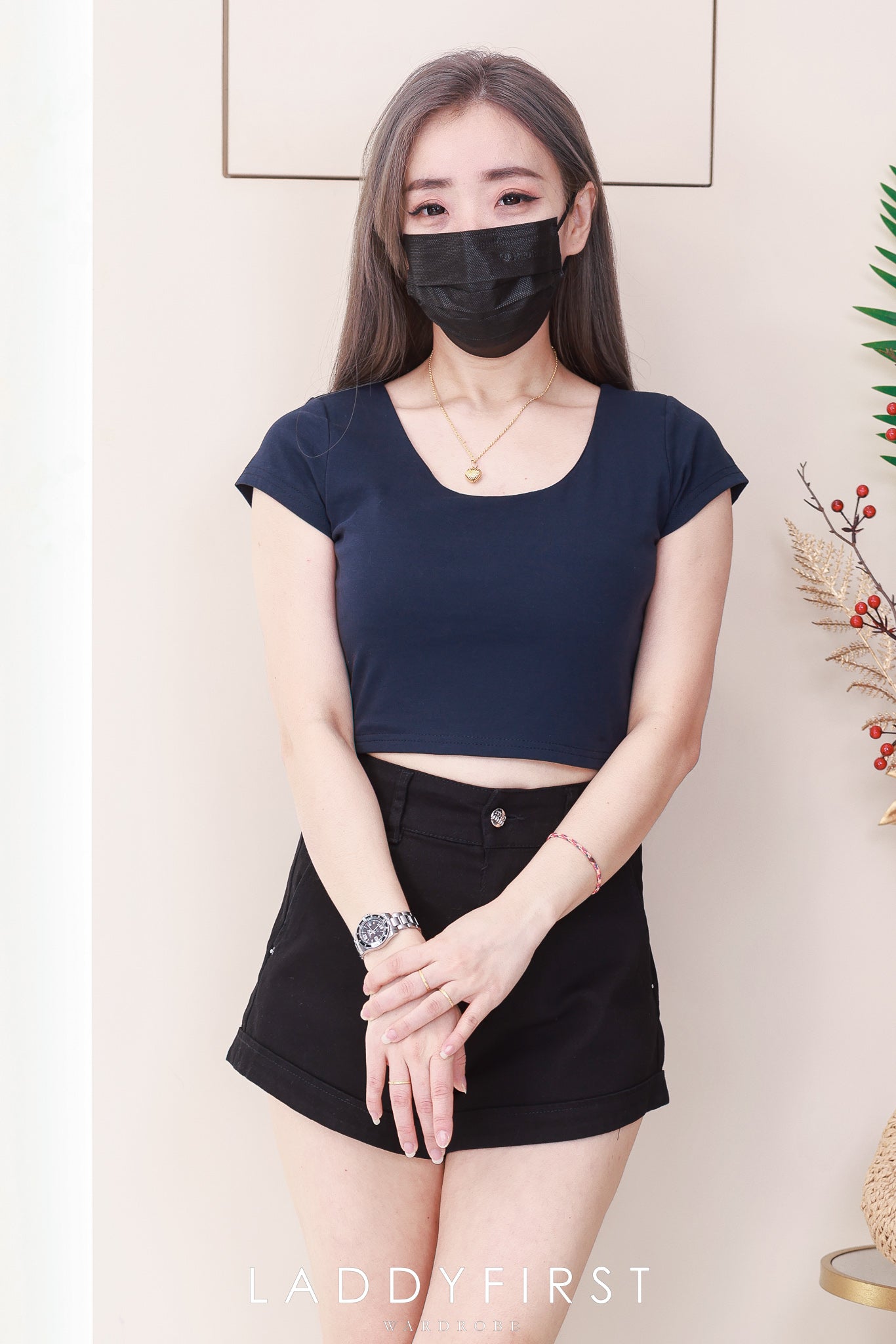 【T82200】高品质前双后单纯棉弹力带胸垫短版上衣 ❤❤