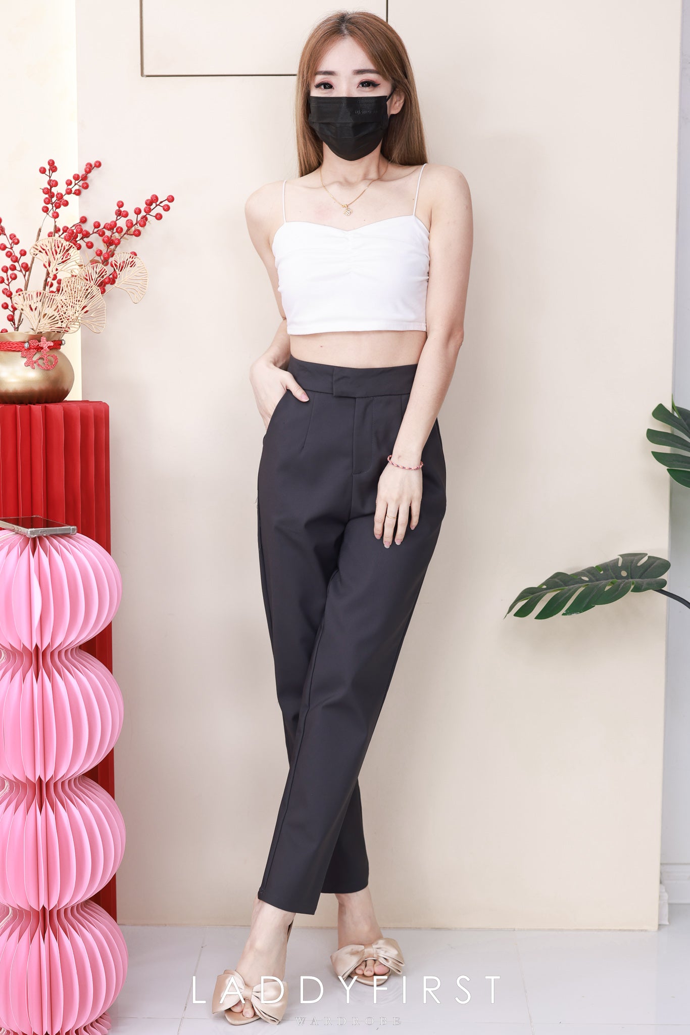 【L80390】高品质OL西装高腰九分长裤，有口袋 ❤️❤️ 【A-R1-C3】