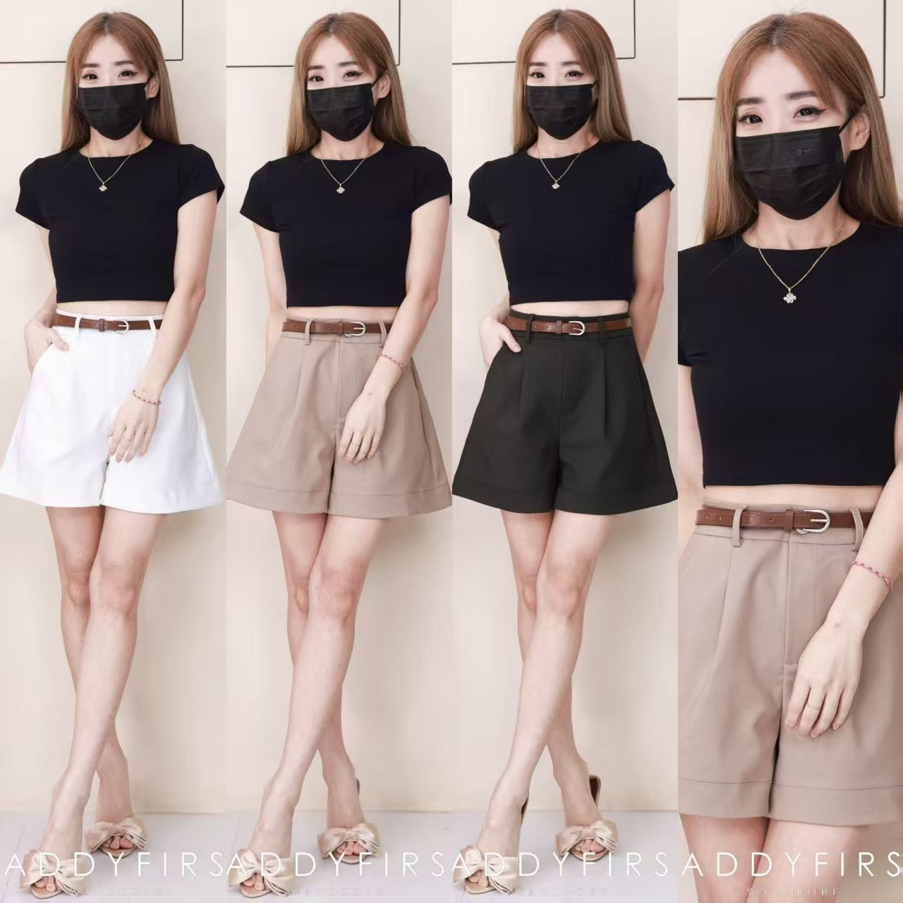 【S82946】高品质简约时尚厚实西装高腰显瘦百搭短裤，附送腰带，有口袋 ❤️❤️