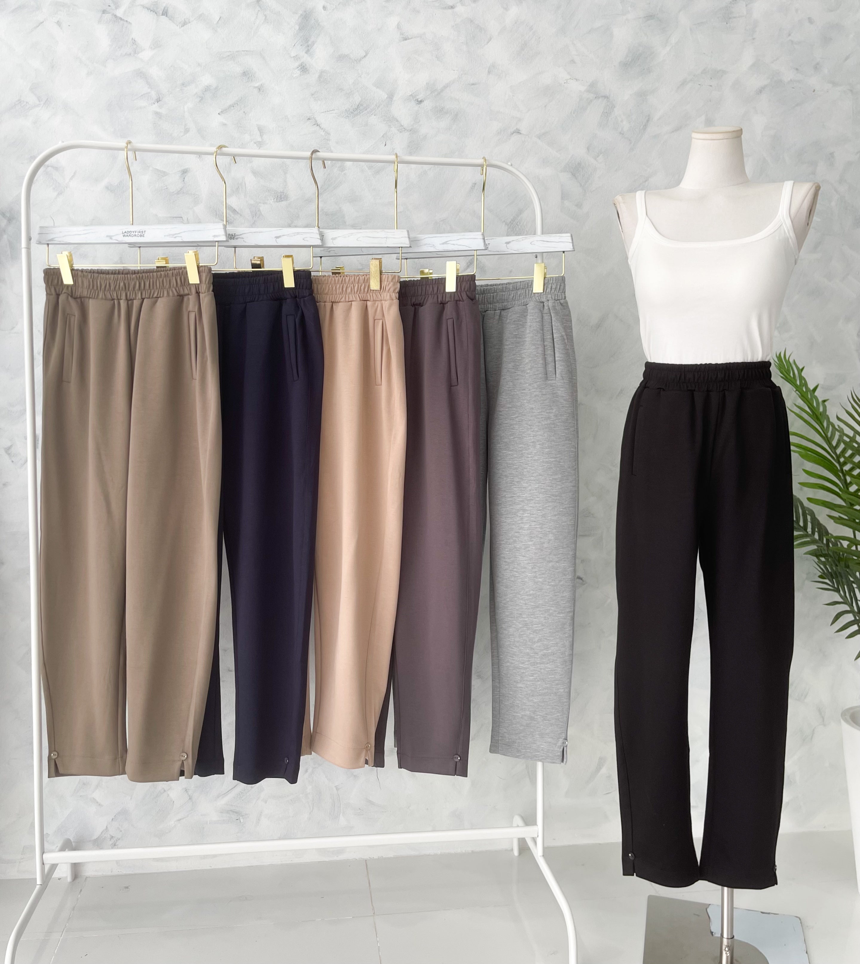 【L1191-1】⚡补货预订款⚡高品质空气棉松紧腰弹力运动休闲长裤，有口袋 ❤️❤️