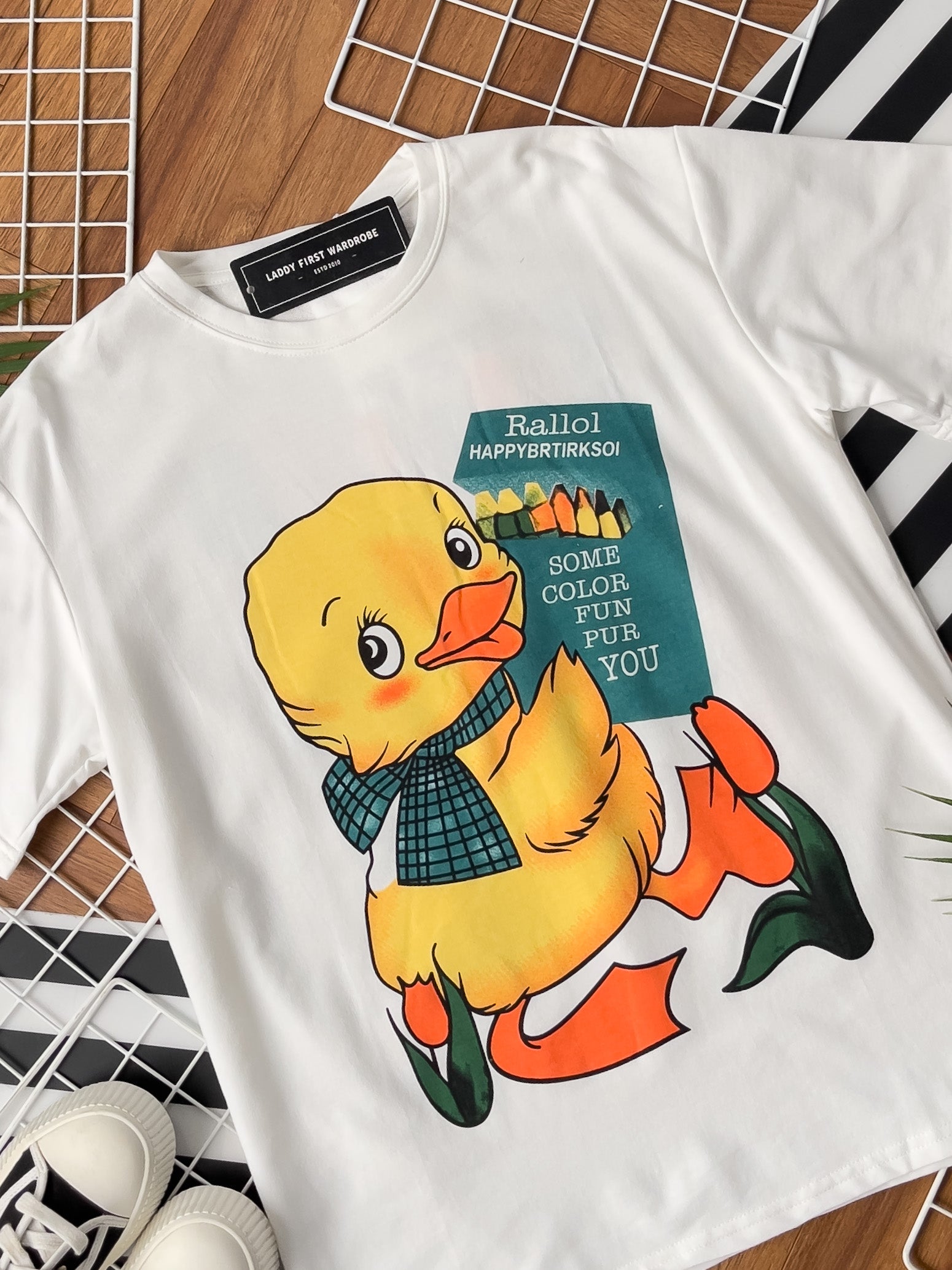 【O30010】小黄鸭印图宽松休闲 Oversized Tee ❤❤