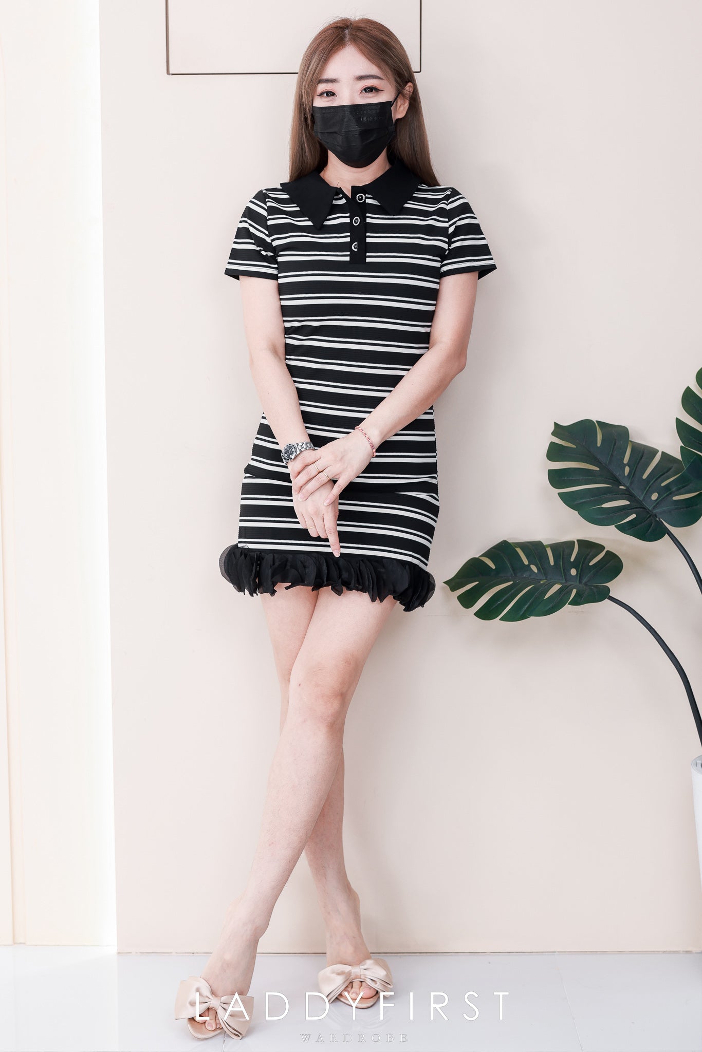 【D81666 / 9117】高品质轻奢温柔风花瓣下摆收腰设计连身裙子 ❤️❤️