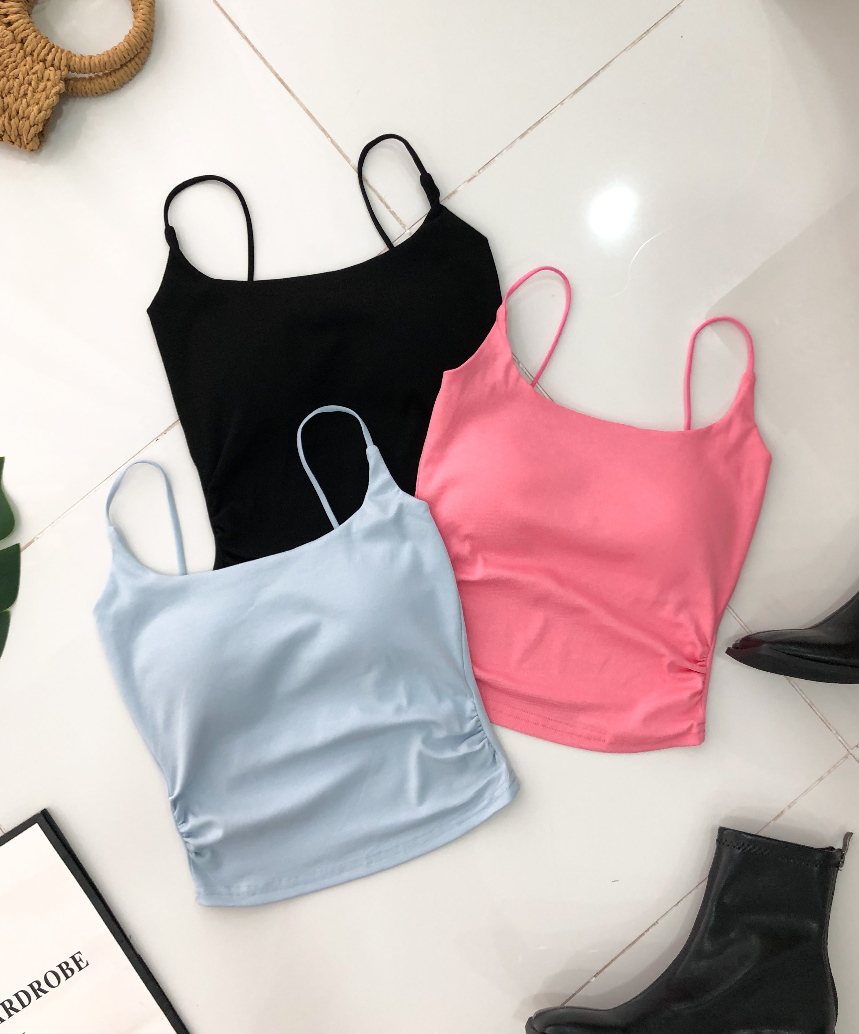 【T80658】高品质纯棉弹力带胸垫无线肩带上衣/内搭 ❤️❤️