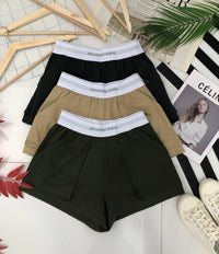 【S6767】高品质高腰织带弹力拼接牛仔阔腿时尚百搭短裤，有口袋 ❤️❤️ 【A-R2-C1】