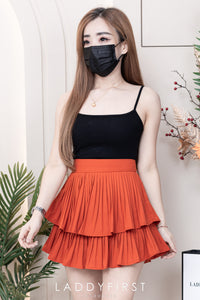 【S68114】【独家小圆饼】双层蛋糕百褶荷叶边高腰显瘦西装裙子，内层里布短裤【B-R1-C2】