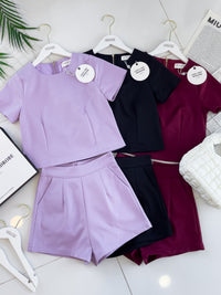 【SS8229971】【LFW独家小圆饼】高品质两件式西装时尚套装 圆领短袖百搭上衣➕西装高腰百搭短裤，有口袋 ❤️❤️ 【E-R2-C2】