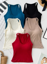 【A167】高品质螺纹弹力无袖肩带加胸垫内搭背心上衣 ❤️❤️