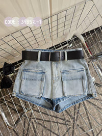 【S9852】✨现货✨ 高品质工装牛仔百搭短裤 , 有口袋 , 附送腰带 ❤️
