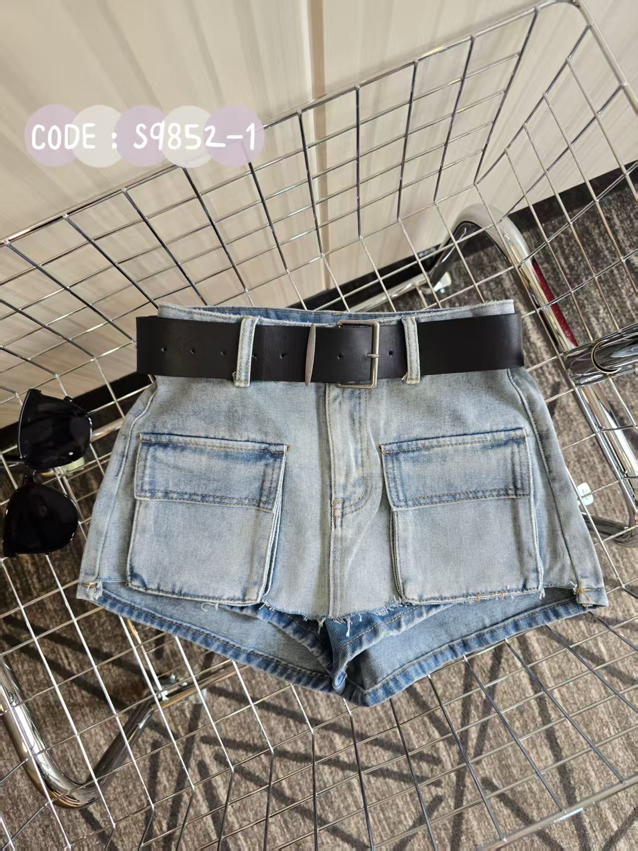 【S9852】✨现货✨ 高品质工装牛仔百搭短裤 , 有口袋 , 附送腰带 ❤️
