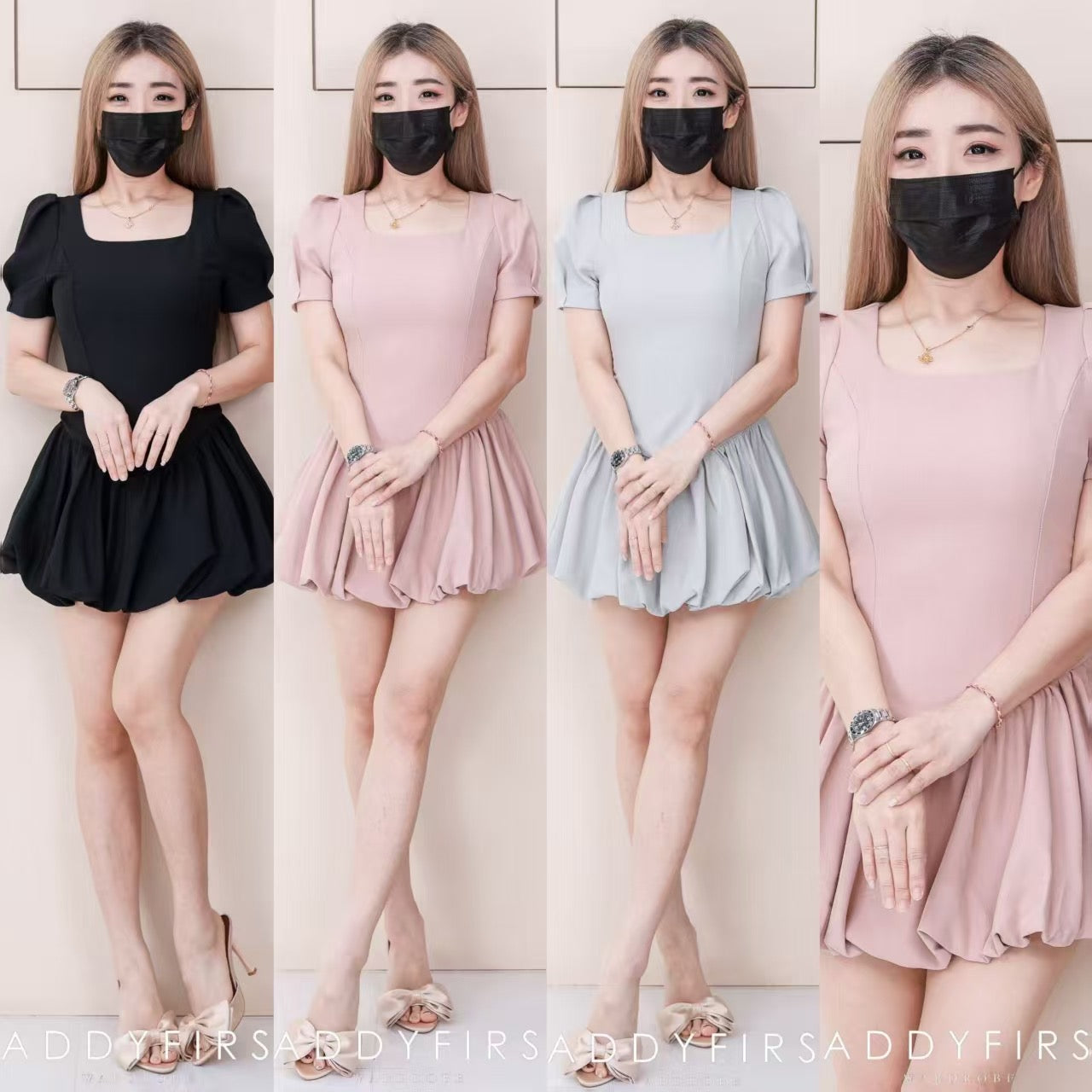 【D55338】高品质可盐可甜版型修身西装花苞连身裙子 ❤️❤️【B-R1-C2】