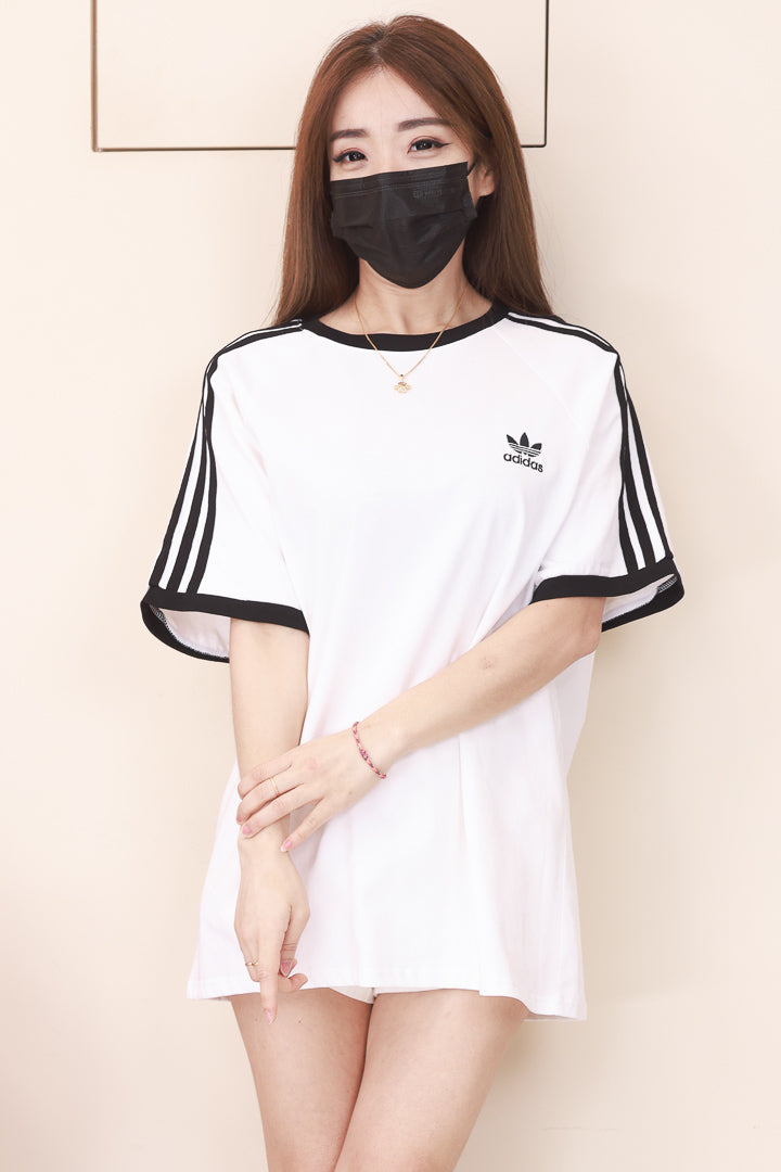 【O8967】高品质圆领拼色刺绣三叶草运动风纯棉弹力Oversized 日常休闲上衣 #男女同款 ❤❤【H】