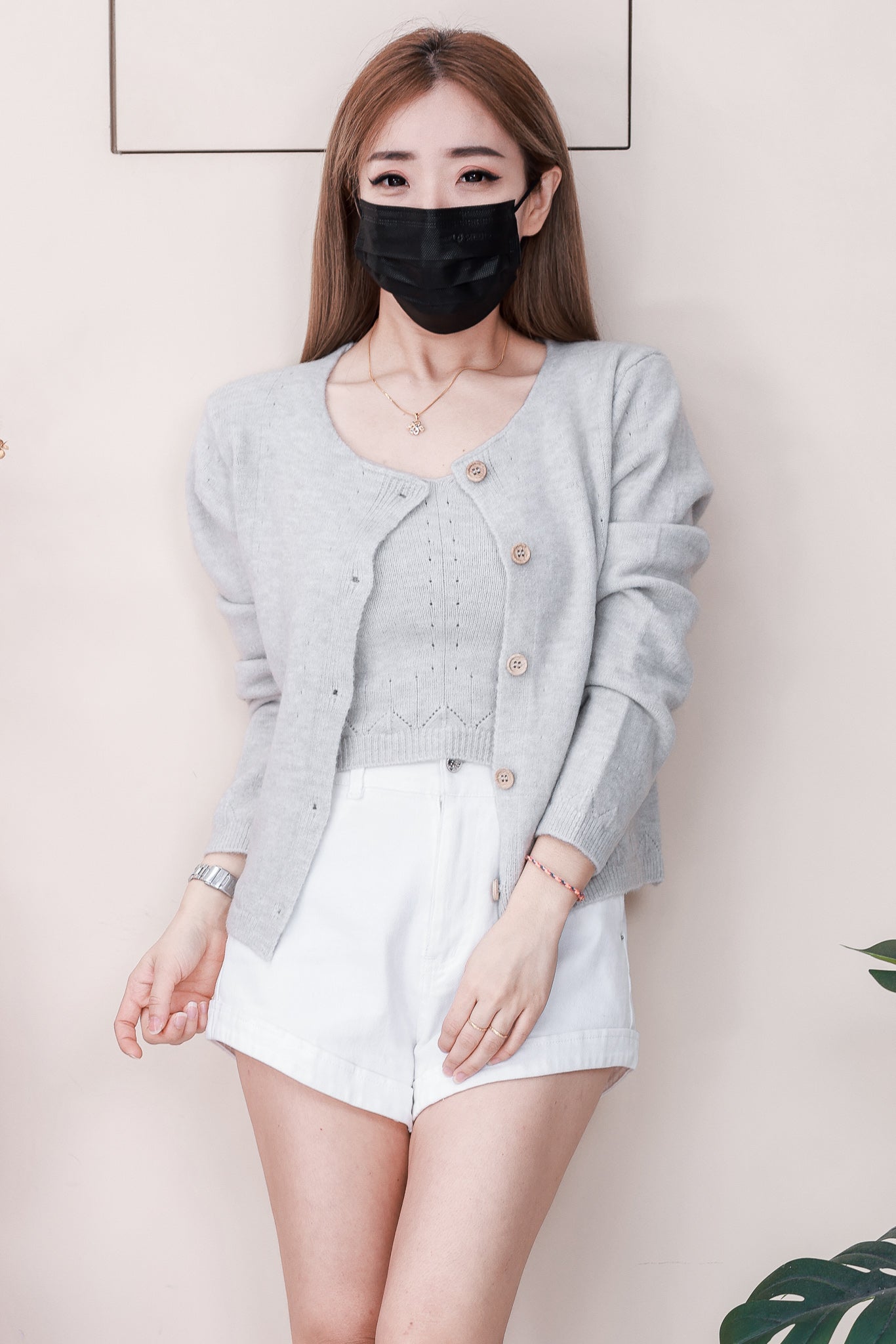 【T2668】高品质韩式宽松版简约穿搭毛绒针织长袖外套➕内搭上衣❤❤