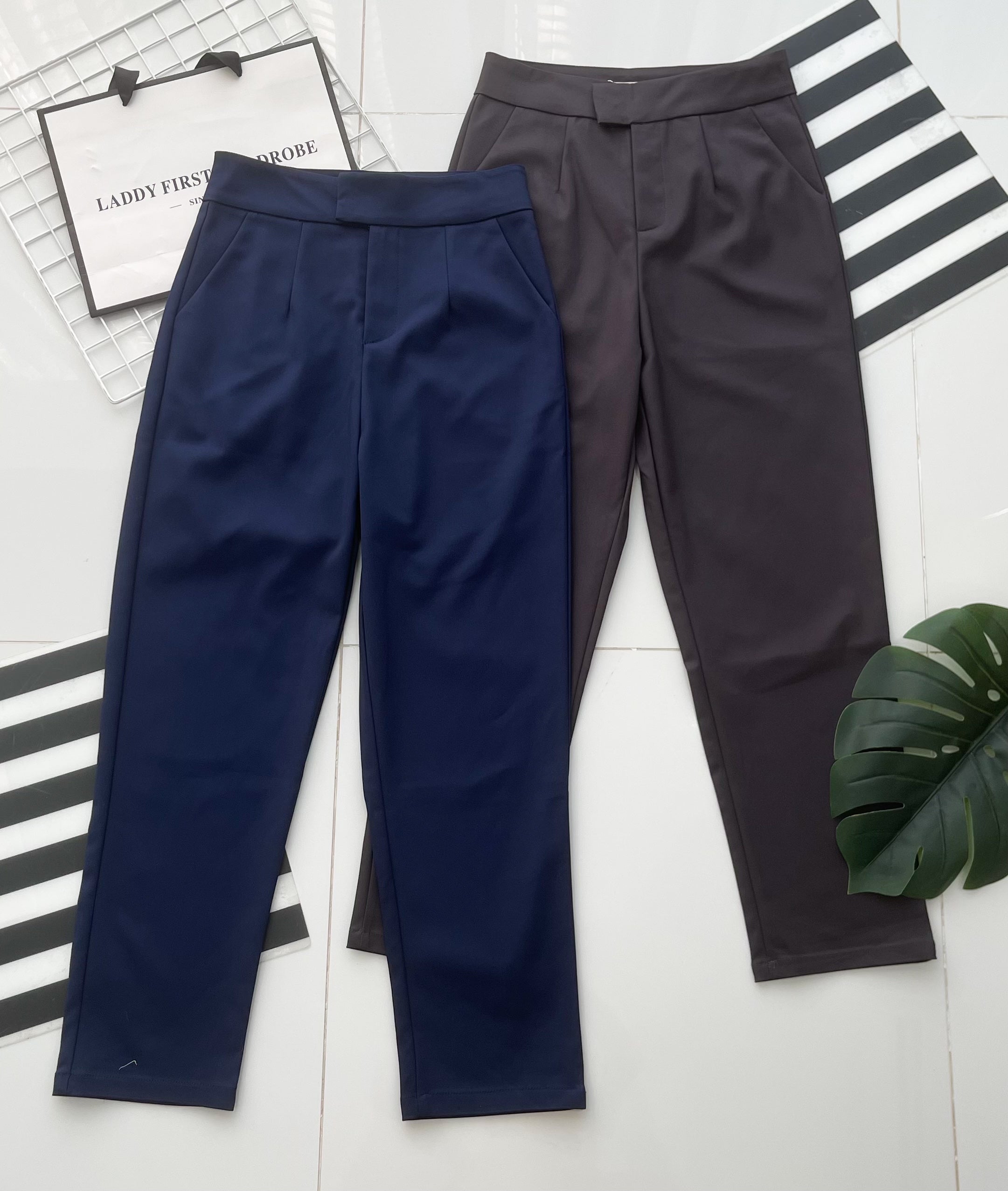 【L80390】高品质OL西装高腰九分长裤，有口袋 ❤️❤️