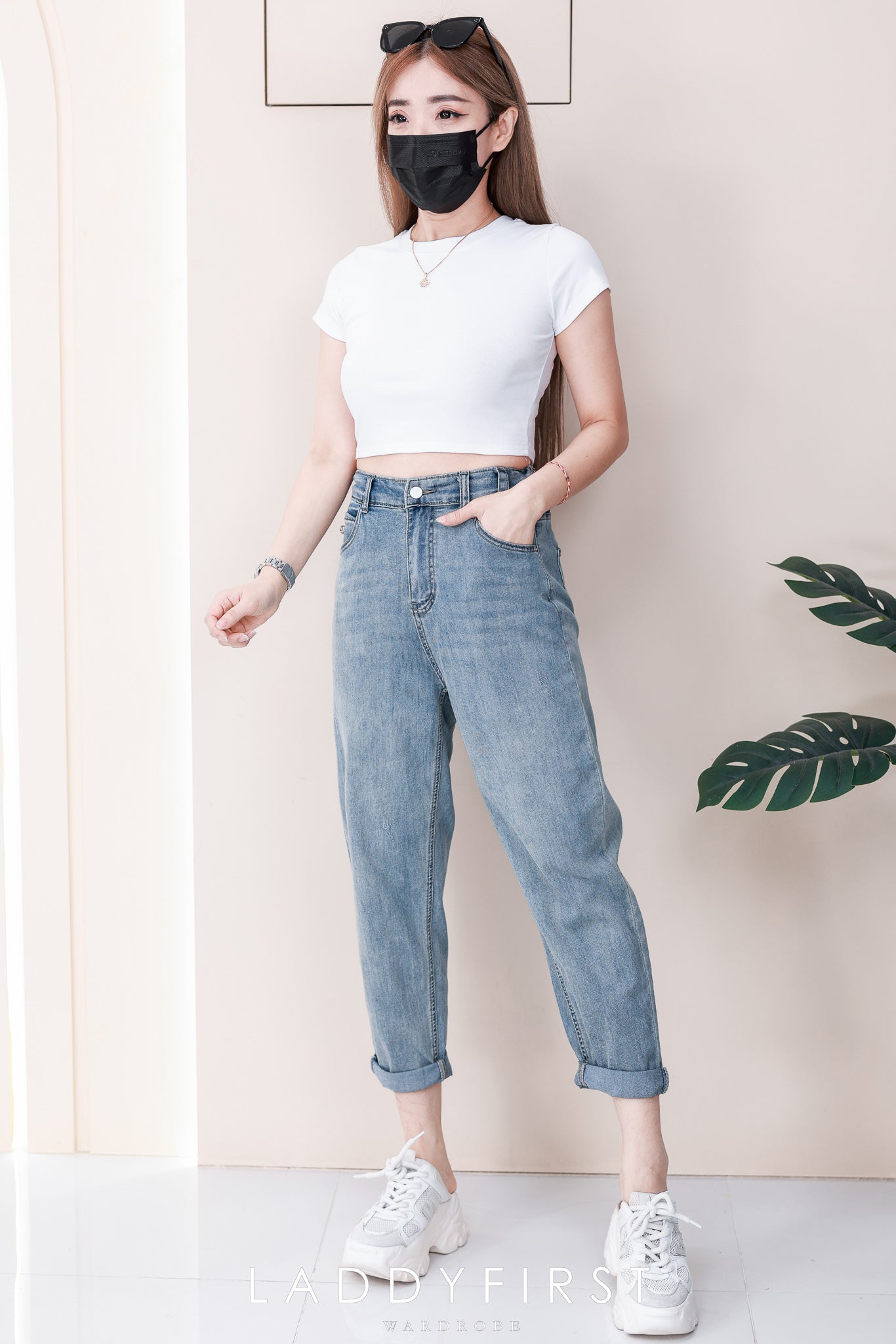 【L2579】高品质COTTON JEANS天丝牛仔弹力高腰长裤，后腰伸缩弹力有口袋 ❤️❤️
