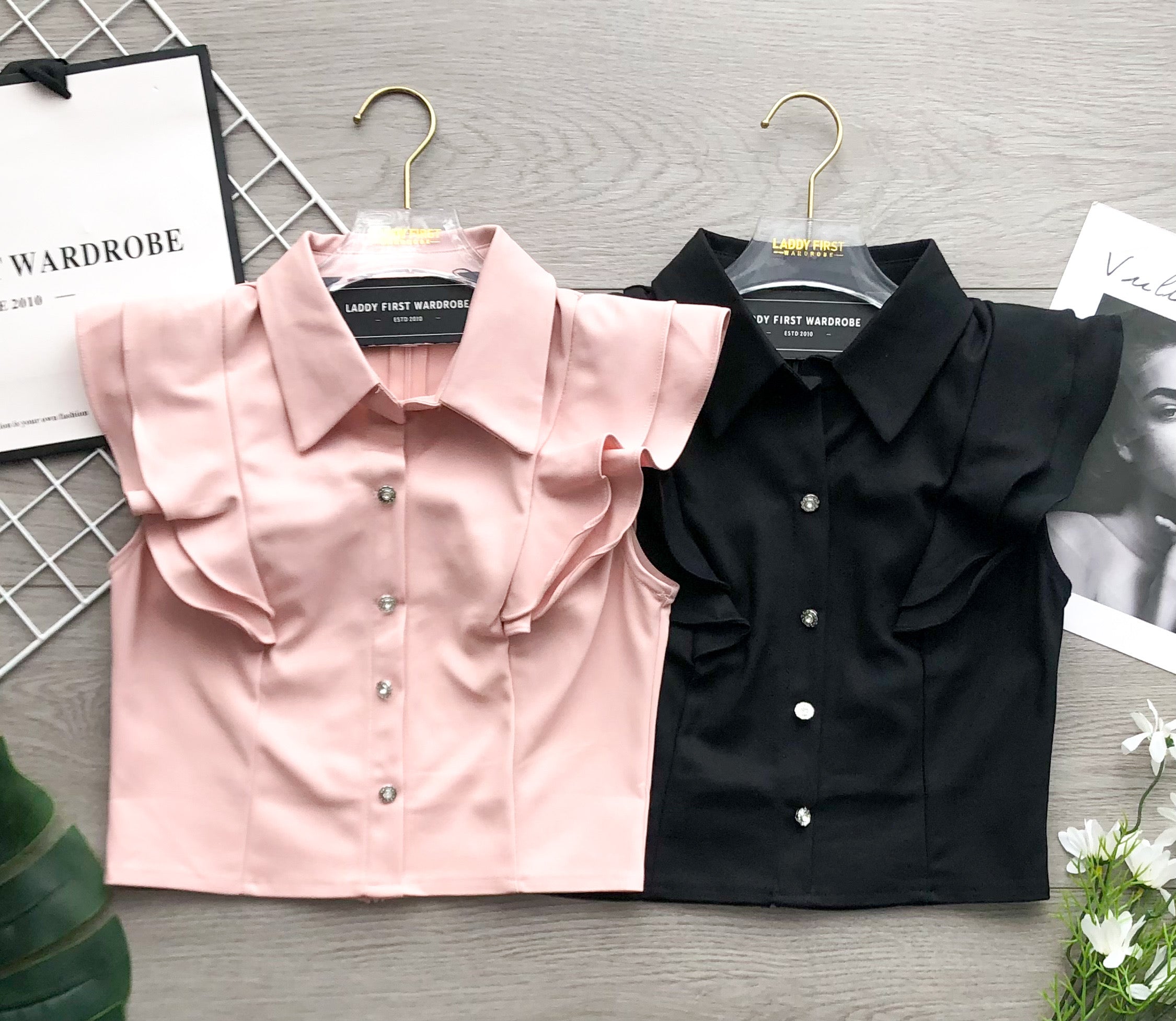 【T2174】高品质名媛荷叶小飞袖西装时装上衣 ❤❤