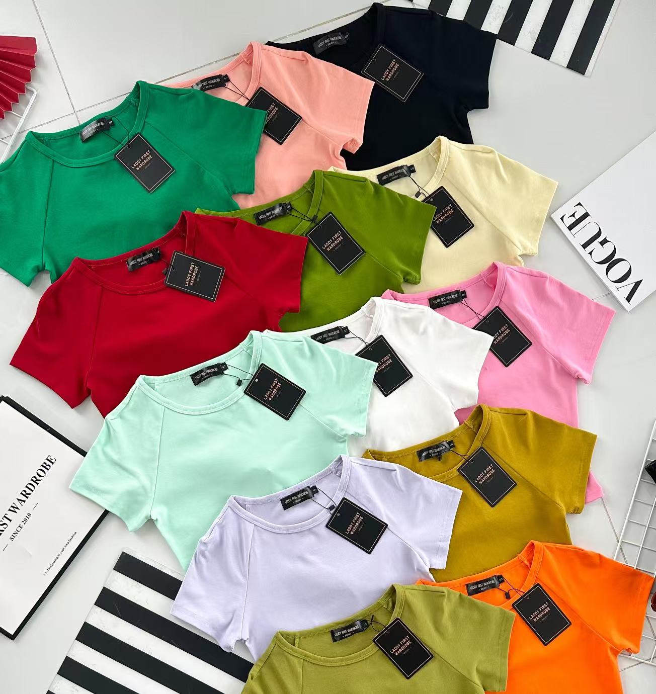 【T3474】LFW独家爆款【80792改良版】高品质纯棉弹力圆领短袖简约日常百搭款上衣 #衣柜必入手百搭款 ❤❤ 【B-R1-C6】