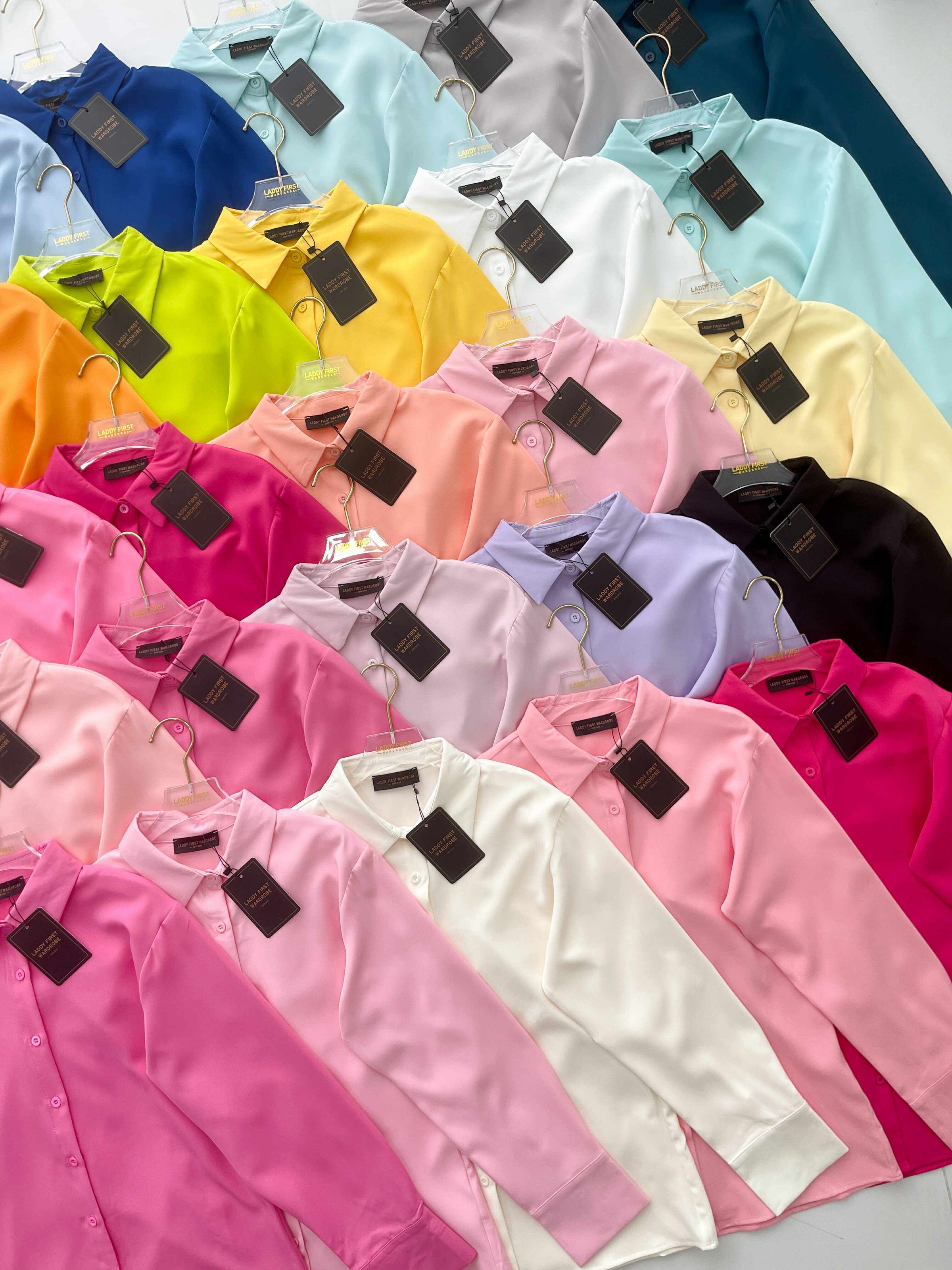 【T80340】＊订单不断＊ 独家爆款高品质韩式宽松版多巴胺色系翻领长袖西装衬衫上衣❤️【A-R1-C5】