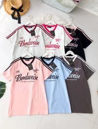 【T14261 / 9061】高品质V领字母拉线设计OVERSIZED 上衣 ❤❤【A-R3-C4】