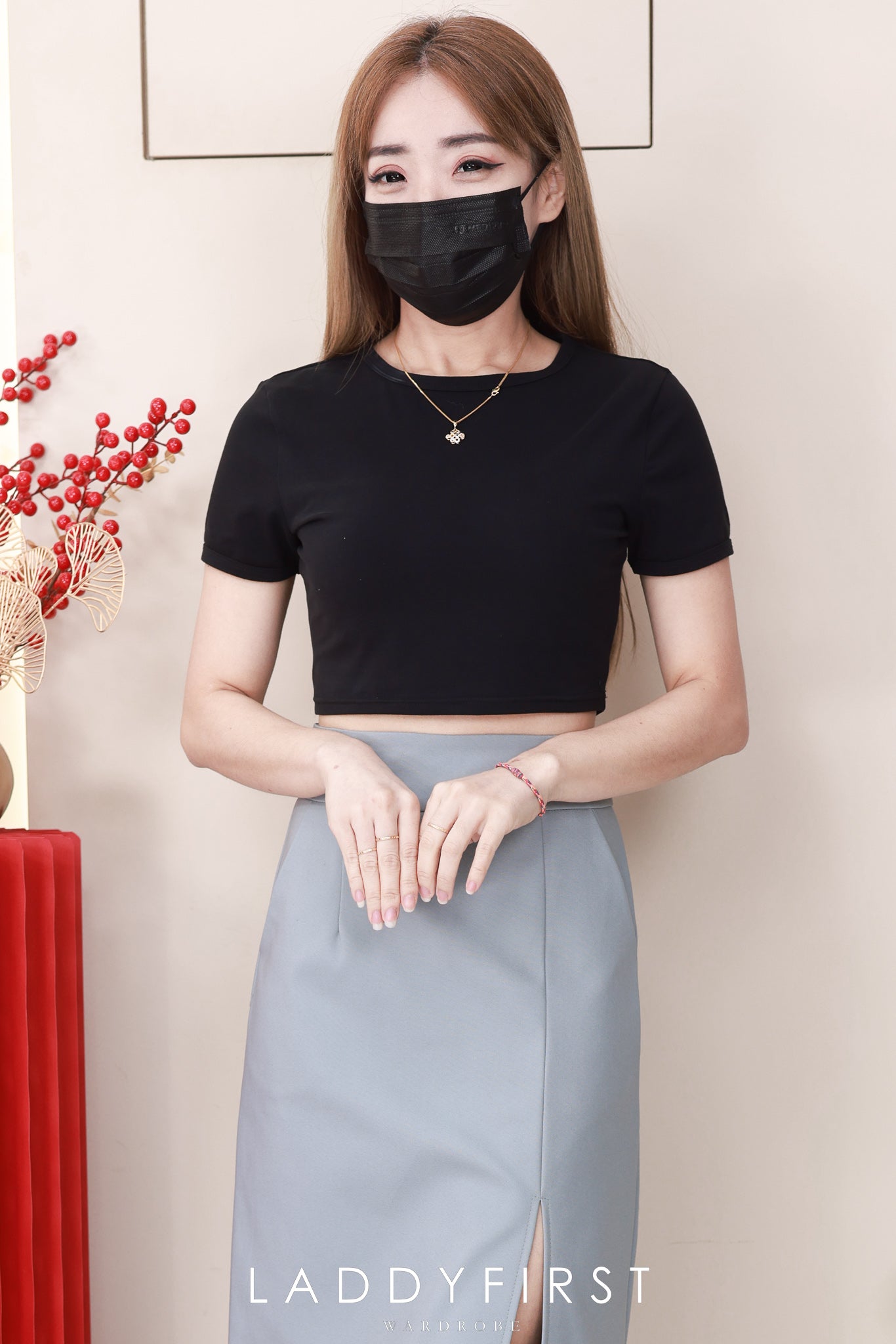 【L82962】高品质韩式修身显腰开叉设计锦棉OL高腰百搭长裙，有口袋 ❤️❤️