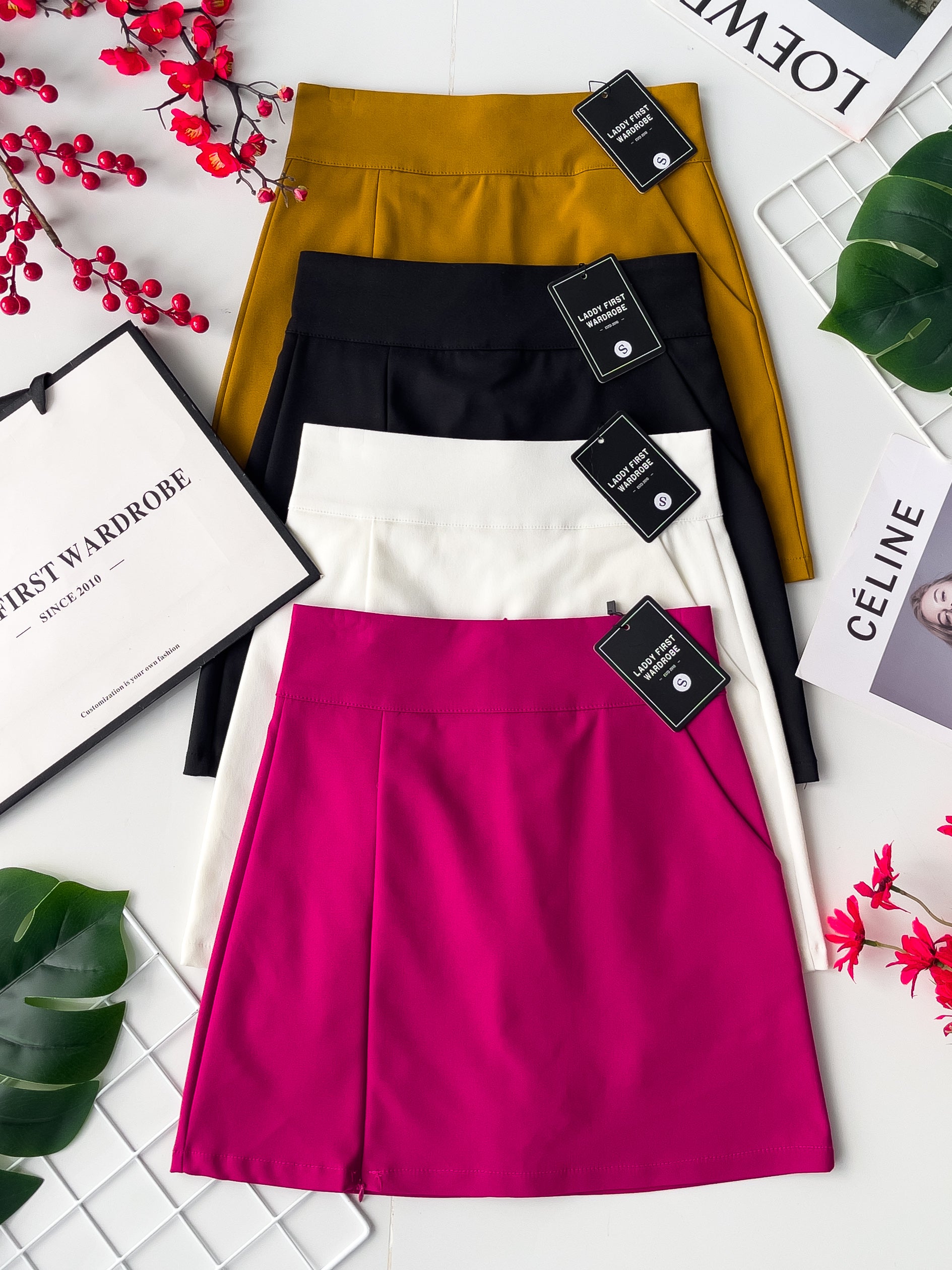 【S7973】独家爆款高品质A字裙西装高腰百搭裤裙，前裙后裙有口袋，右边拉链开叉设计 【C-R1-C6】