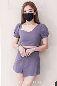 【SS8229691】【LFW独家小圆饼】高品质两件式气质简约西装套装 V领短袖西装上衣➕前裙后裤西装百搭裤裙，有口袋 ❤️❤️【E-R2-C4】