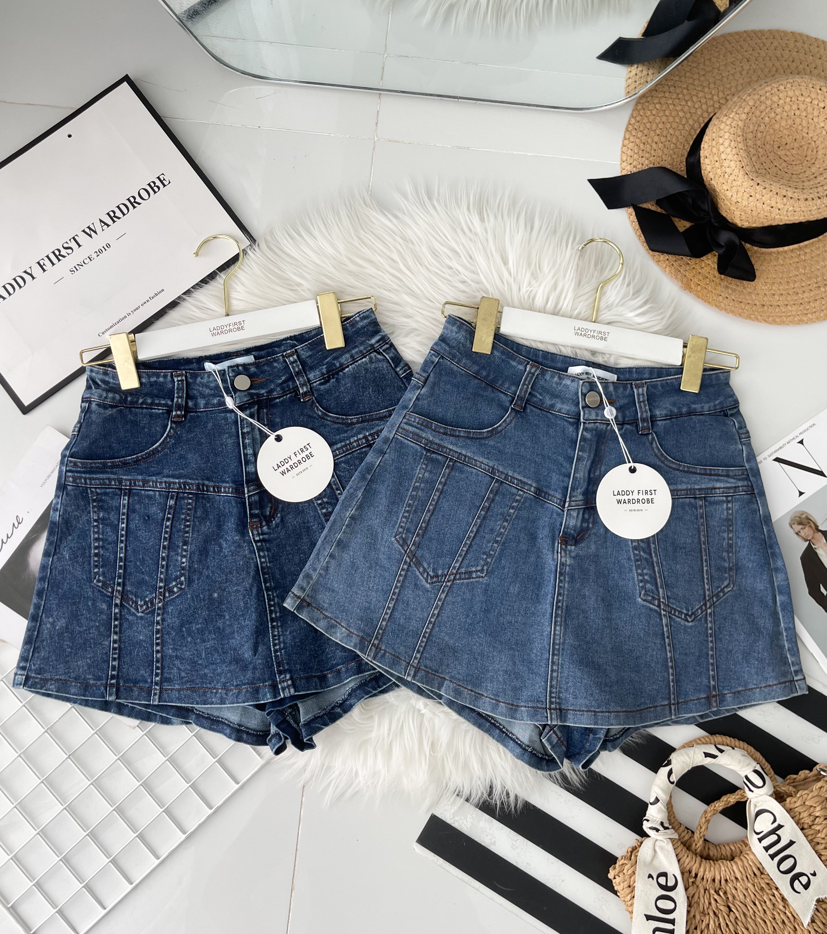 【S3524】独家爆款高品质牛仔COTTON JEANS简约显瘦显腿长百搭牛仔高腰裤裙，有口袋 ❤️❤️