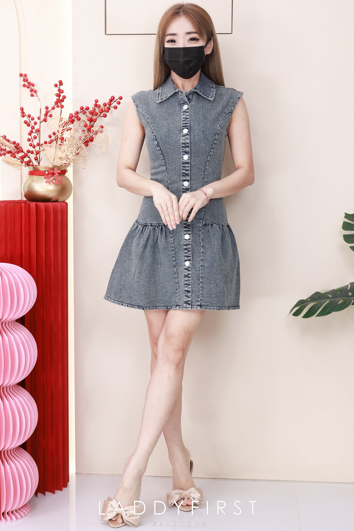 【D6755】高品质欧美时尚宽松版慵懒风牛仔连身裙子 ❤❤【A-R1-C6】