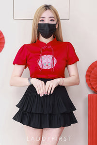 【S68135】【LFW独家小圆饼】【直播间搭配】双层蛋糕百褶荷叶边高腰显瘦西装裙子，内层防走光短裤 ❤️❤️ 【C-R3-C5】