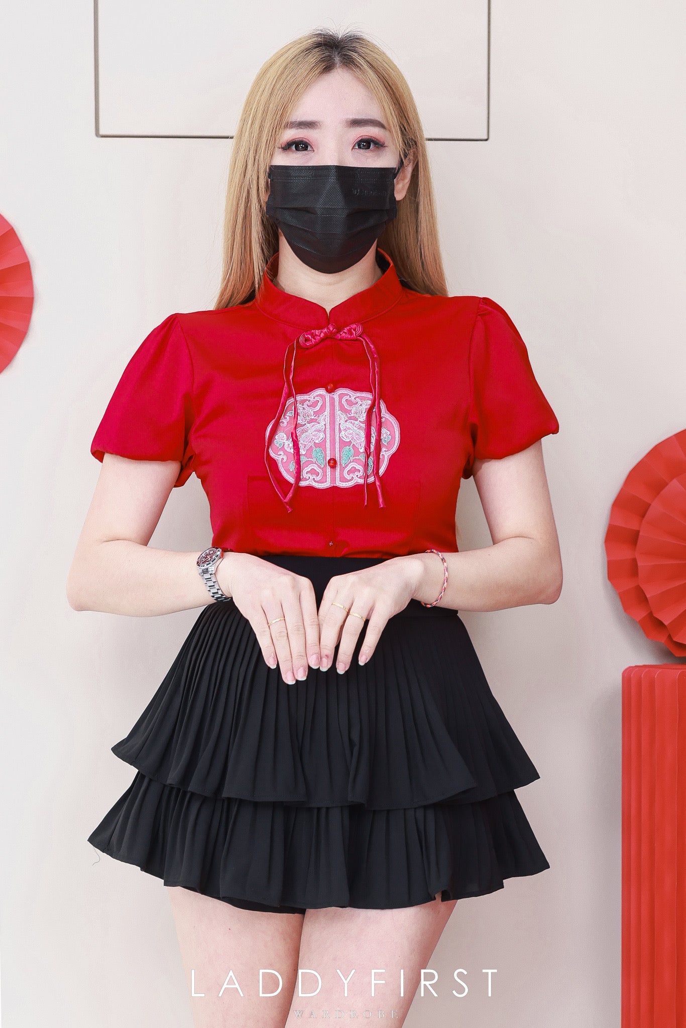 【S68135】【LFW独家小圆饼】【直播间搭配】双层蛋糕百褶荷叶边高腰显瘦西装裙子，内层防走光短裤 ❤️❤️ 【C-R3-C5】