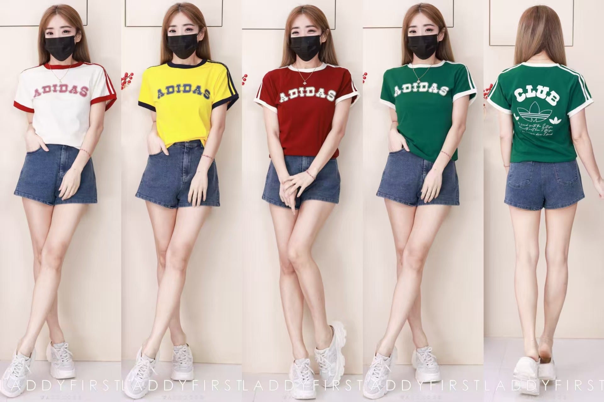 【T9466-1】⚡补货预订款⚡高品质A牌三条杠撞色系纯棉运动休闲上衣 ❤️