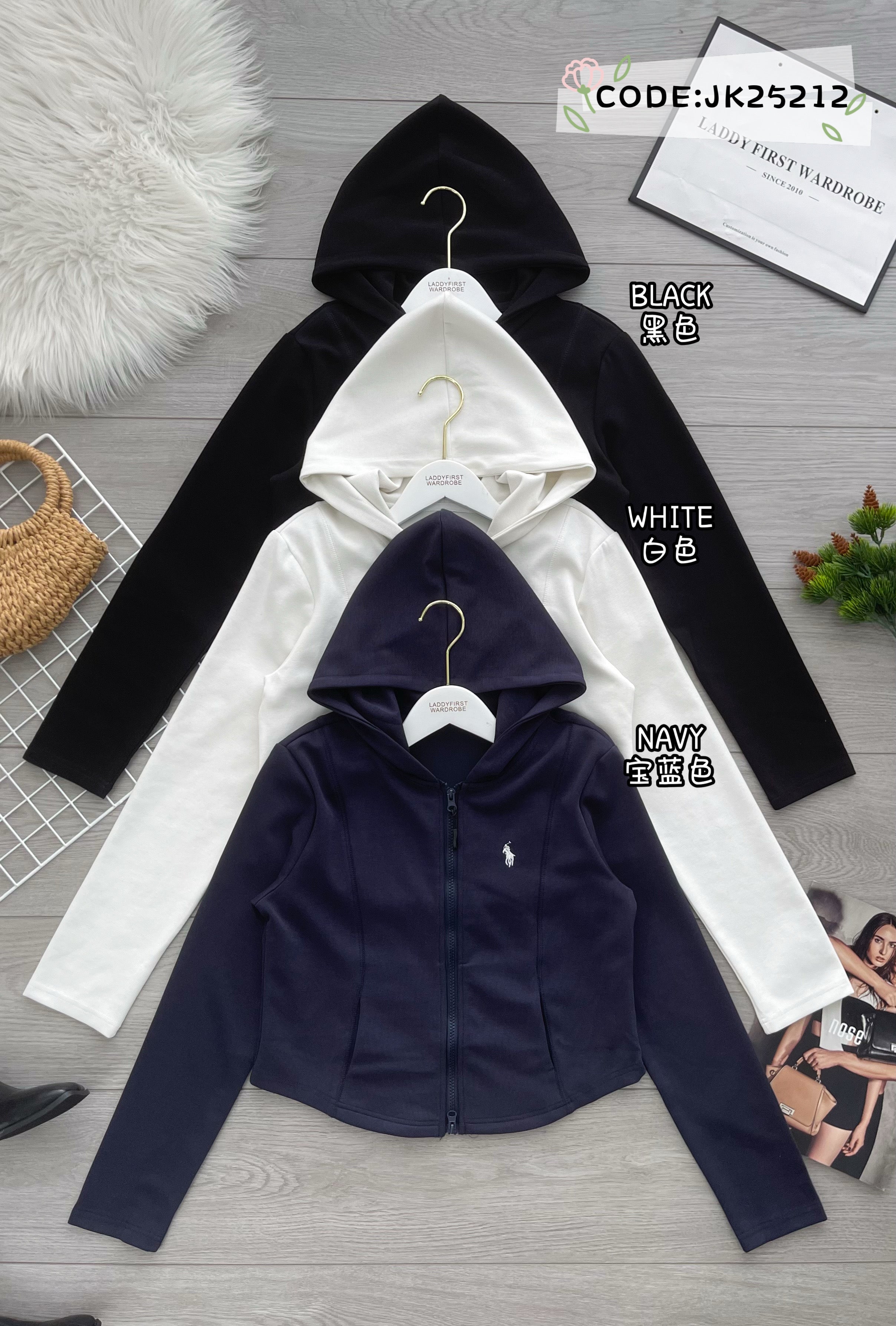【JK25212】高品质polo刺绣连帽长袖卫衣外套❤❤
