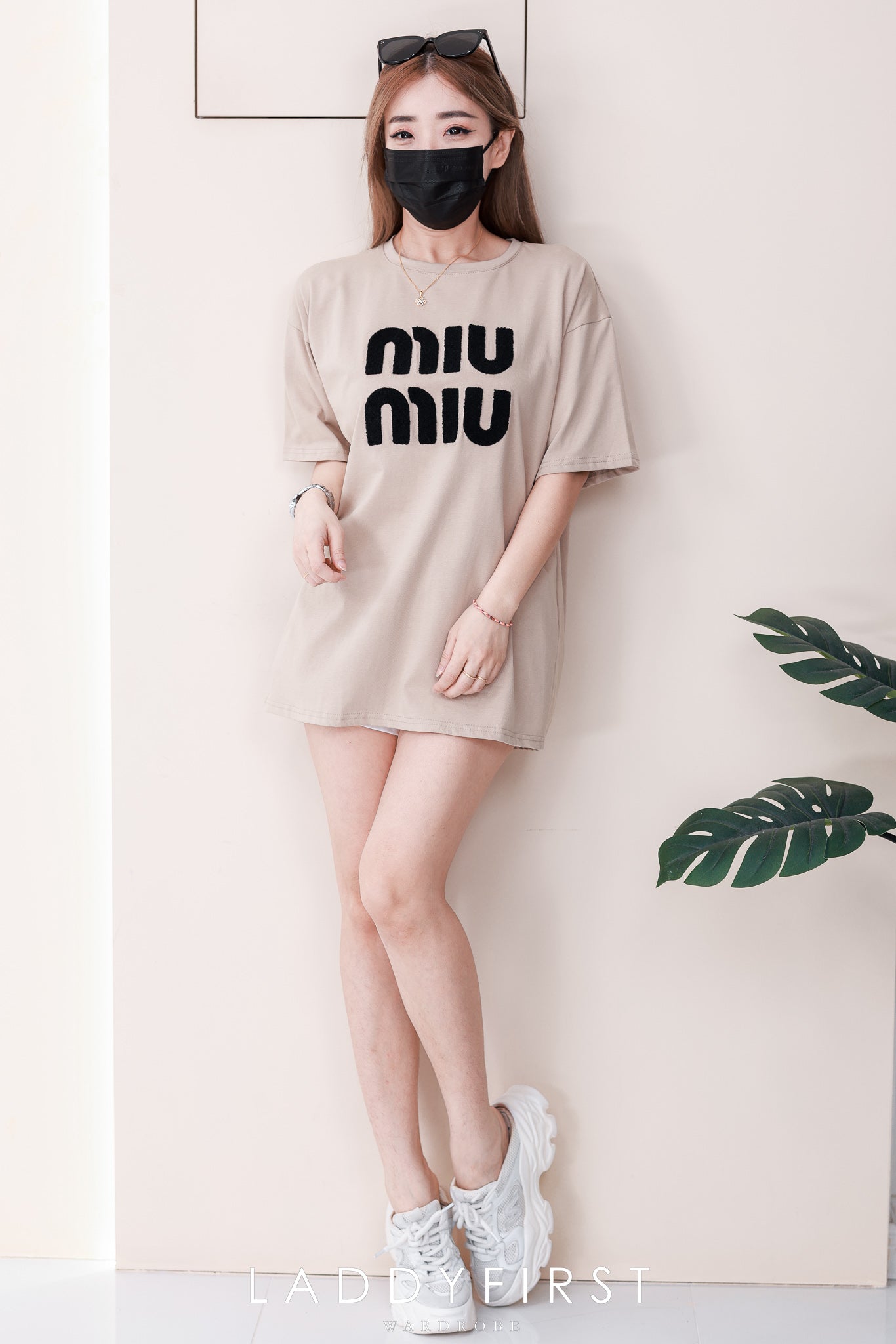 【O7603】毛巾绣字MIUMIU领短袖 Oversized 休闲上衣❤️❤️