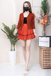 【S68114】【独家小圆饼】双层蛋糕百褶荷叶边高腰显瘦西装裙子，内层里布短裤【B-R1-C2】