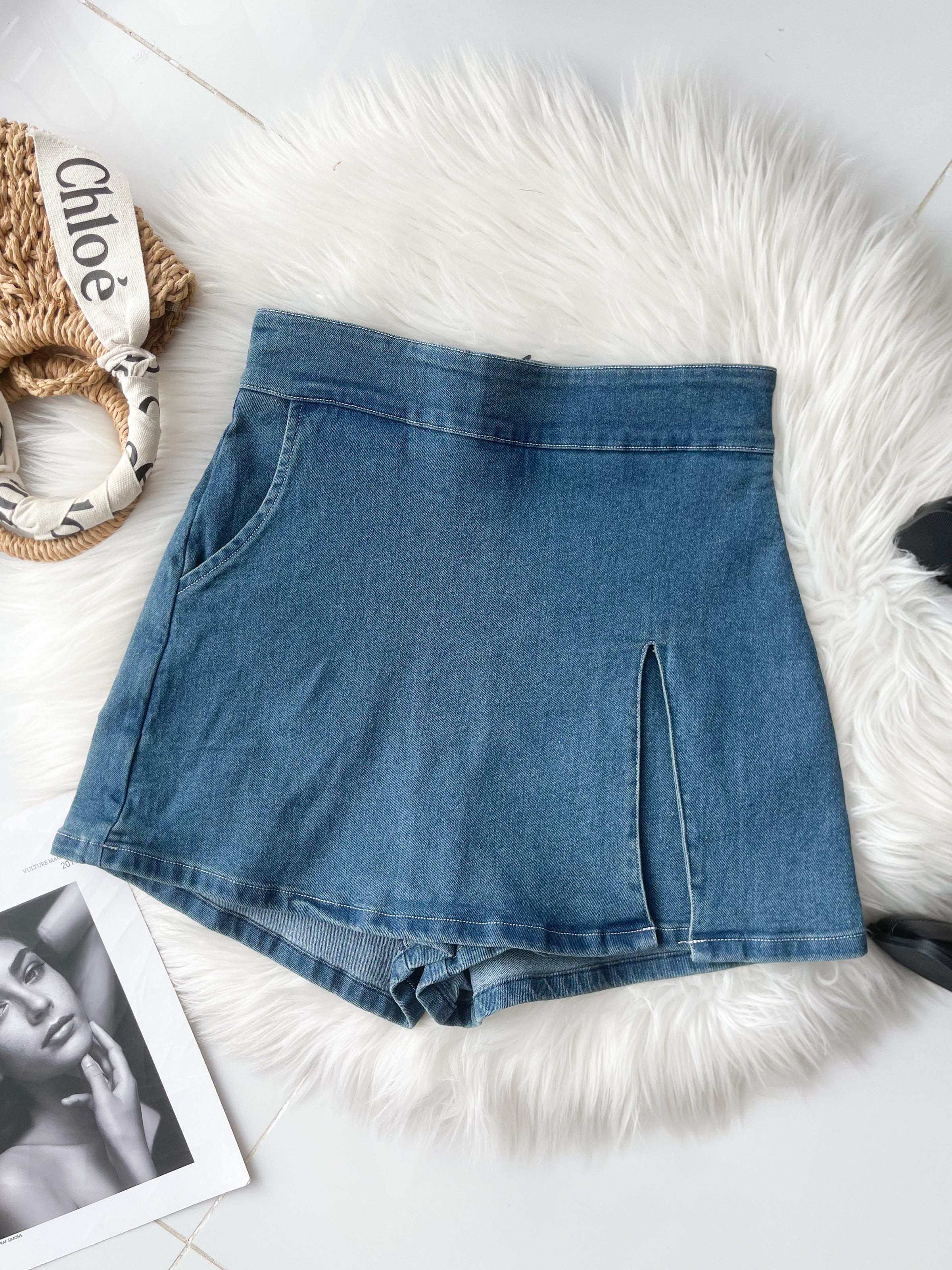【S6891】高品质COTTON JEANS简约时尚厚实牛仔高腰百搭裤裙，有口袋 ❤️❤️【A-R2-C6】