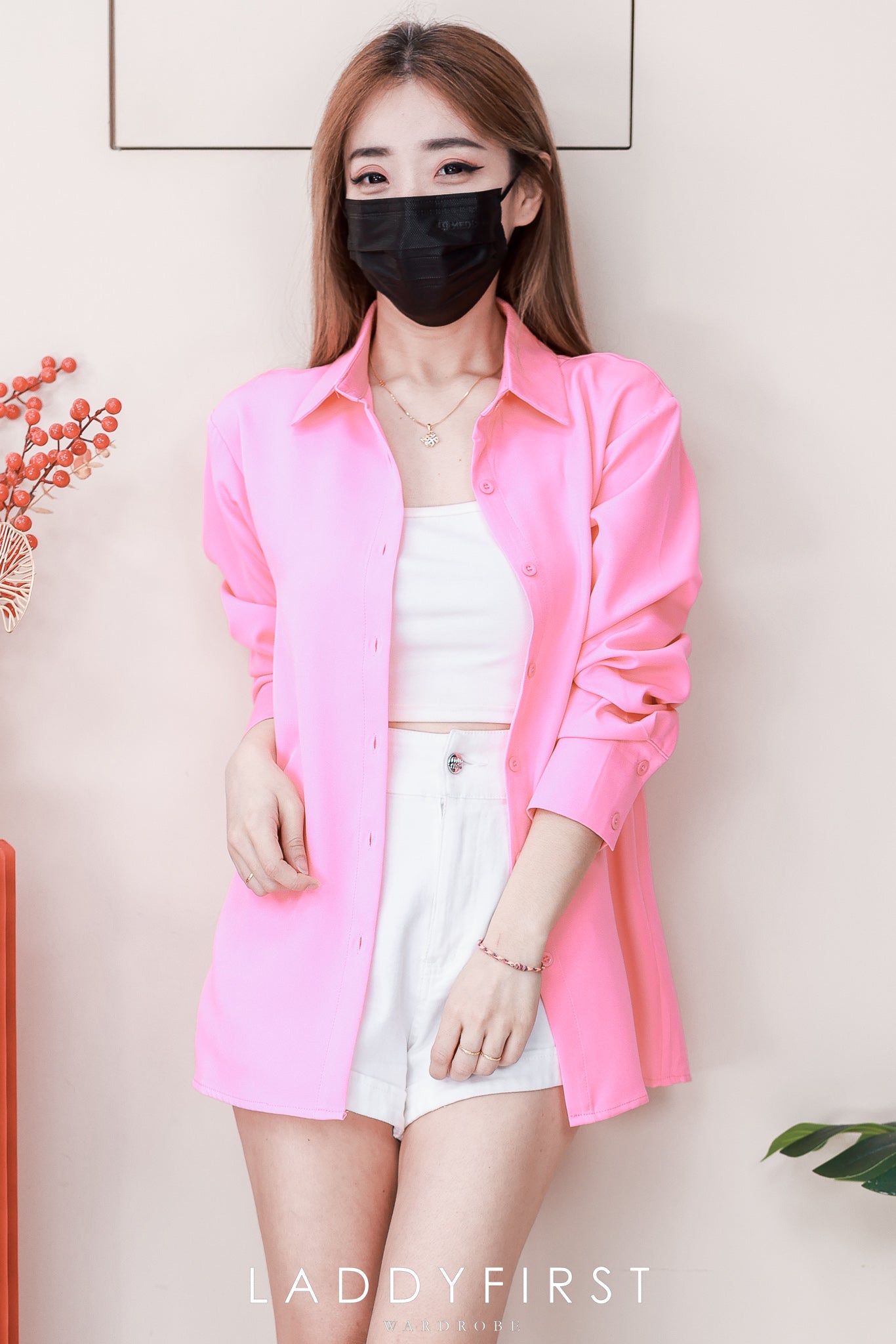 【T80340】＊订单不断＊ 独家爆款高品质韩式宽松版多巴胺色系翻领长袖西装衬衫上衣❤️【A-R1-C5】