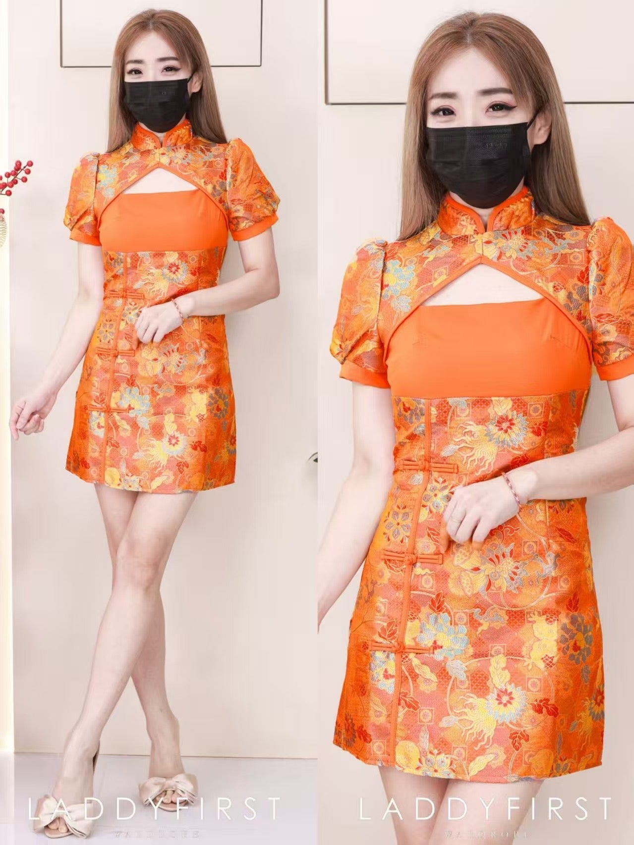 【D1027】高品质【女装】高端贵气国风显腰提花旗袍连身裙子 ❤️❤️【B-R1-C1】