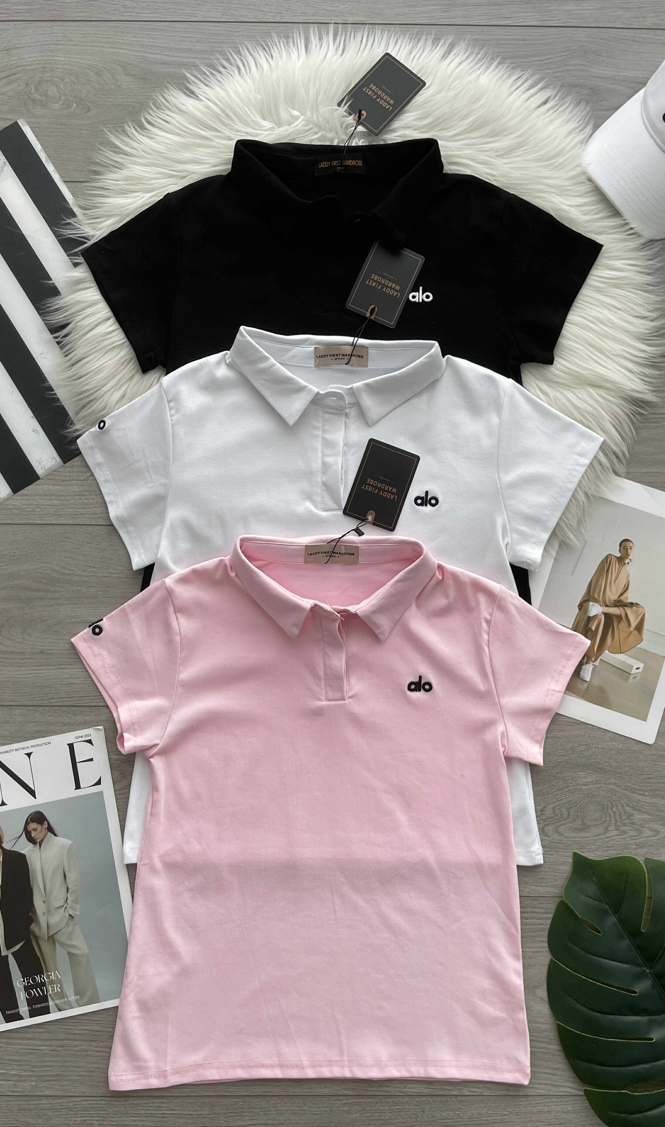 【T3317】高品质纯棉弹力alo刺绣polo翻领短袖简约休闲百搭上衣 ❤️❤️