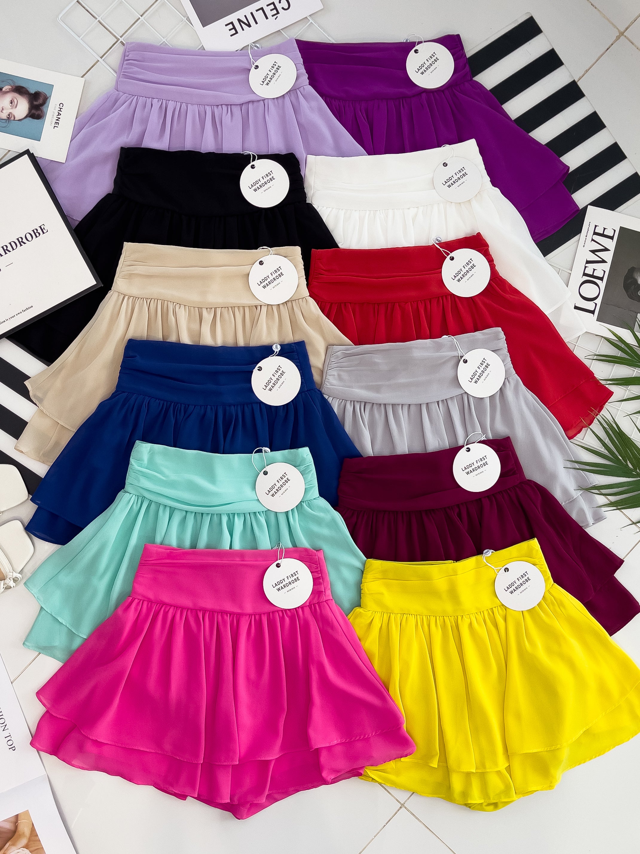 【S681131】‼️爆单王再次到货‼️【独家小圆饼】高质量西装拼雪纺蓬蓬高腰裙子【A-R3-C4】