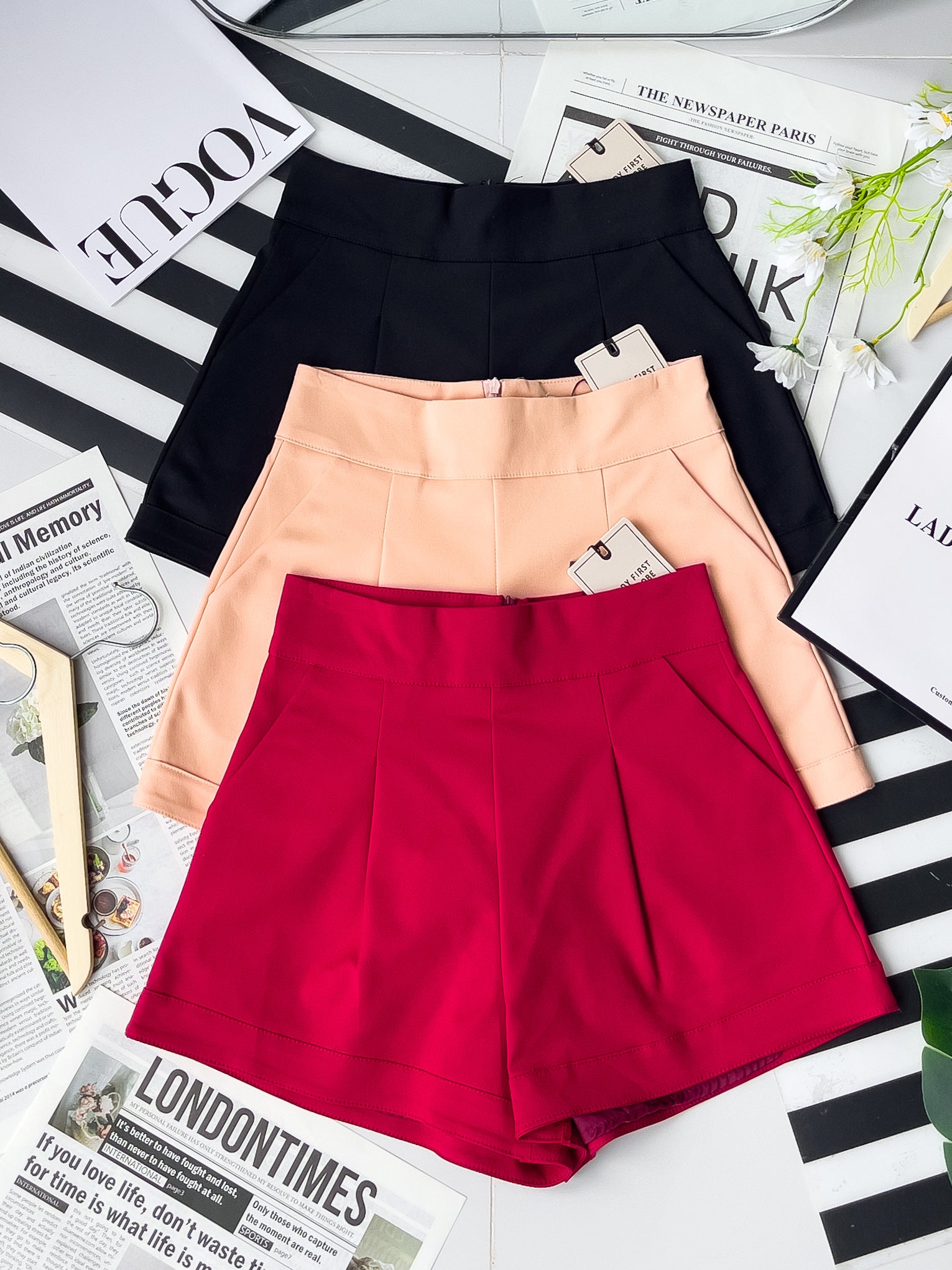 【S38643】独家爆款高品质版型绝美高腰显脚长高腰西装百搭短裤，有口袋 #内层有里布 #百搭必备 🔥🔥 【B-R2-C4】